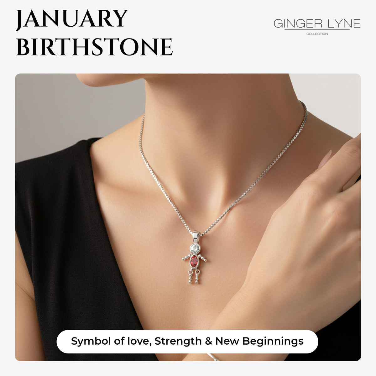 Baby Boy or Girl Charm Necklace for Mom CZ Birthstone - Ginger Lyne Collection Official Imagery - 4