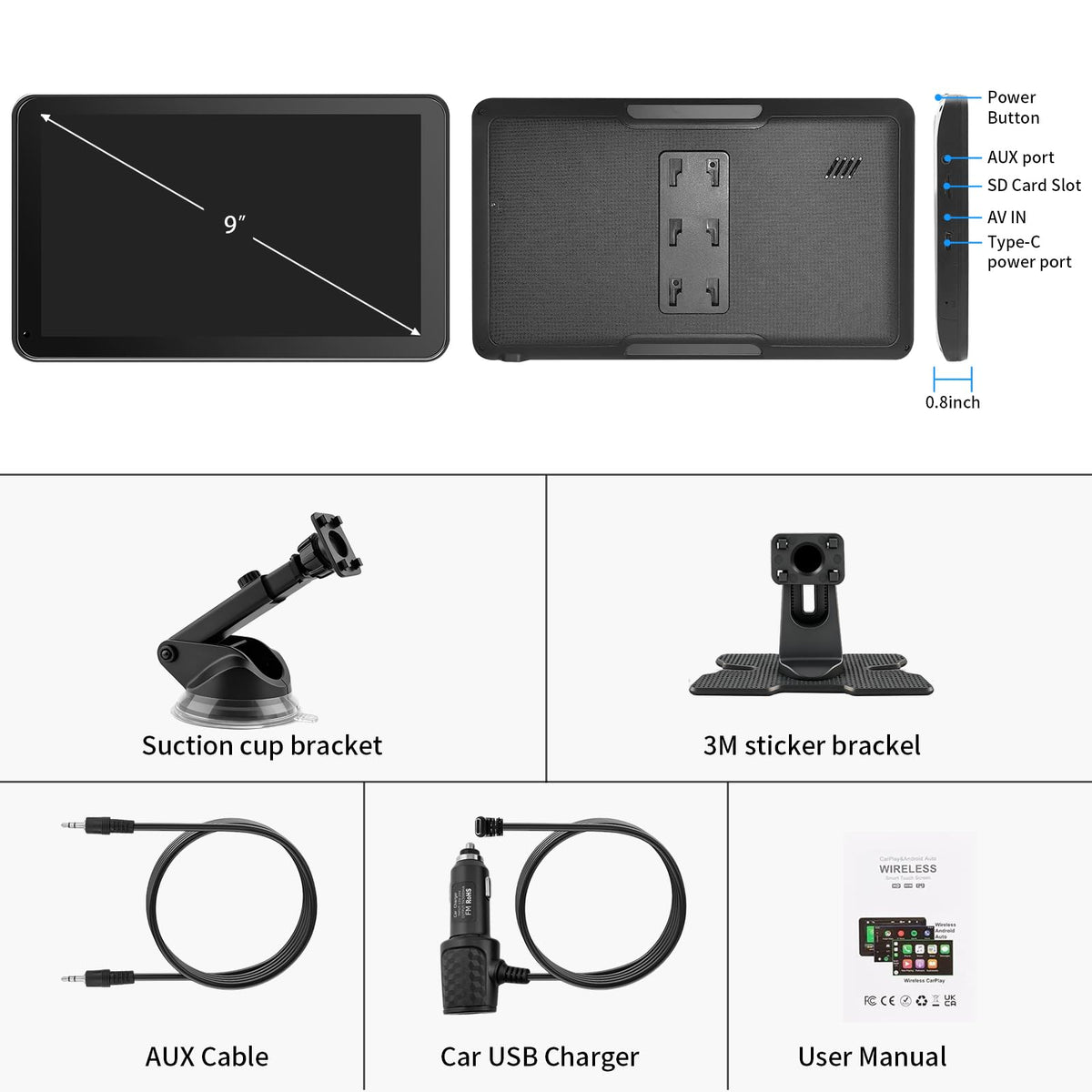 CarPlay Screen for Car 9 Wireless CarPlay Android Auto - GTVFS Official Imagery - 8