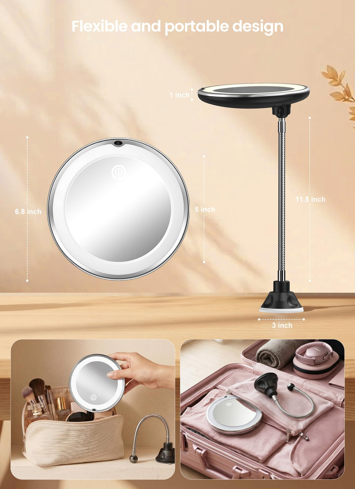 10x Makeup Mirror with Lights Flexible Magnifying Mirror 3 - Brightown Official Imagery - 8
