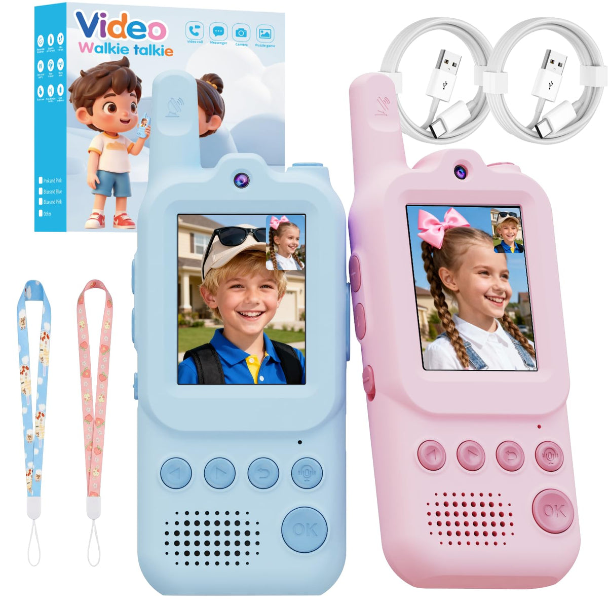 Video Walkie Talkies for Kids 2 Pack Rechargeable Video - Anfrandce Official Imagery - 1