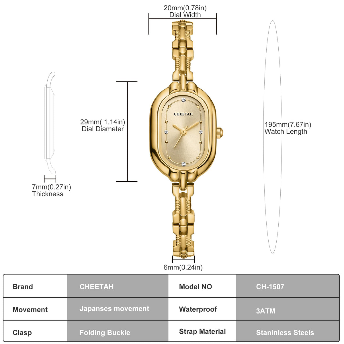CHEETAH Women s Gold Dainty Bangle Watch Small Bracelet Easy - CHEETAH Official Imagery - 4