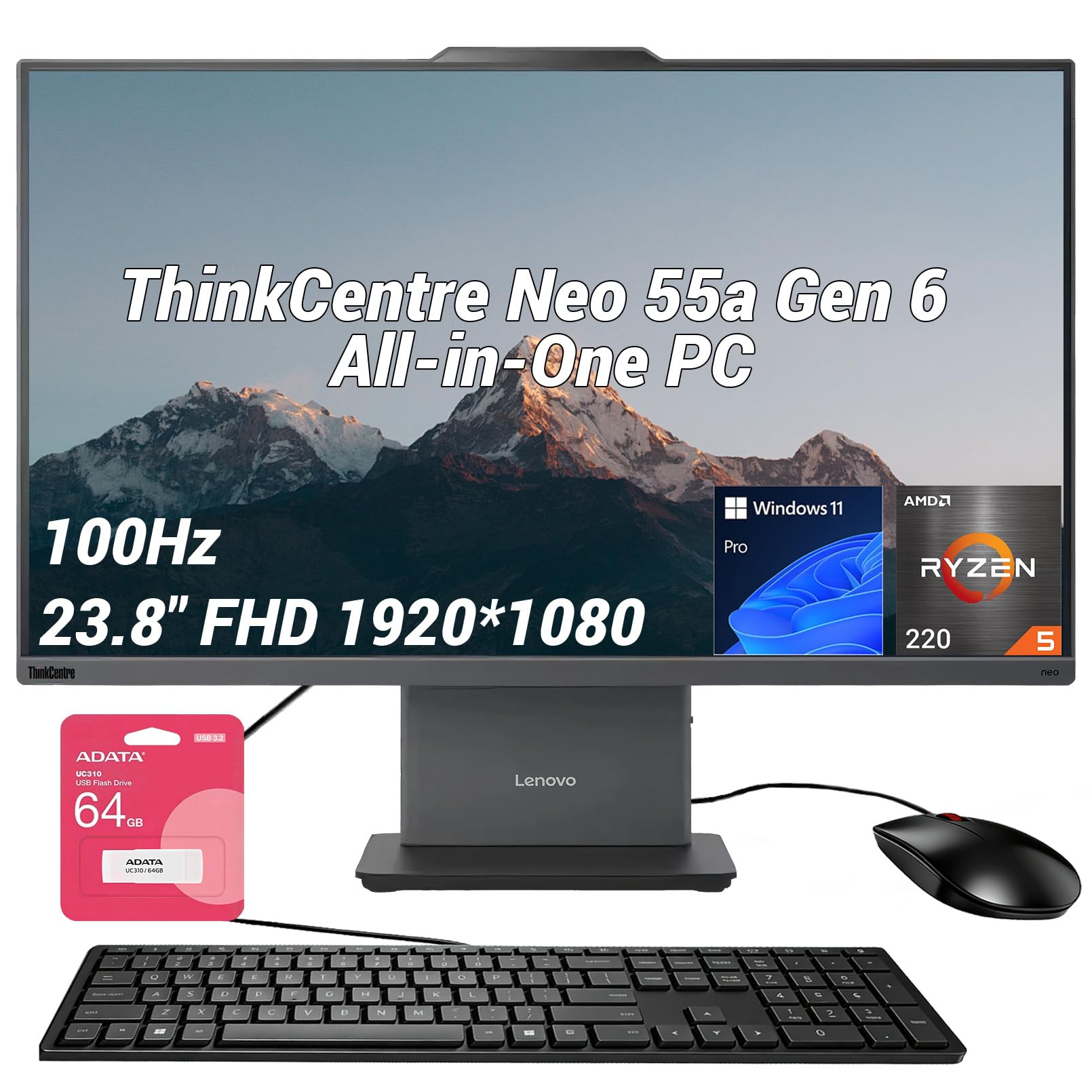 Lenovo ThinkCentre Neo 55a Gen 6 Business All-in-One, 23.8" FHD I - Lenovo Official Product View 1