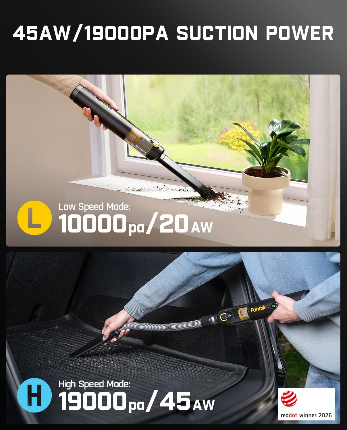 Fanttik Slim V10 APEX Cordless Car Vacuum, 4-in-1 Portable Mini H - Fanttik Official Product View 6