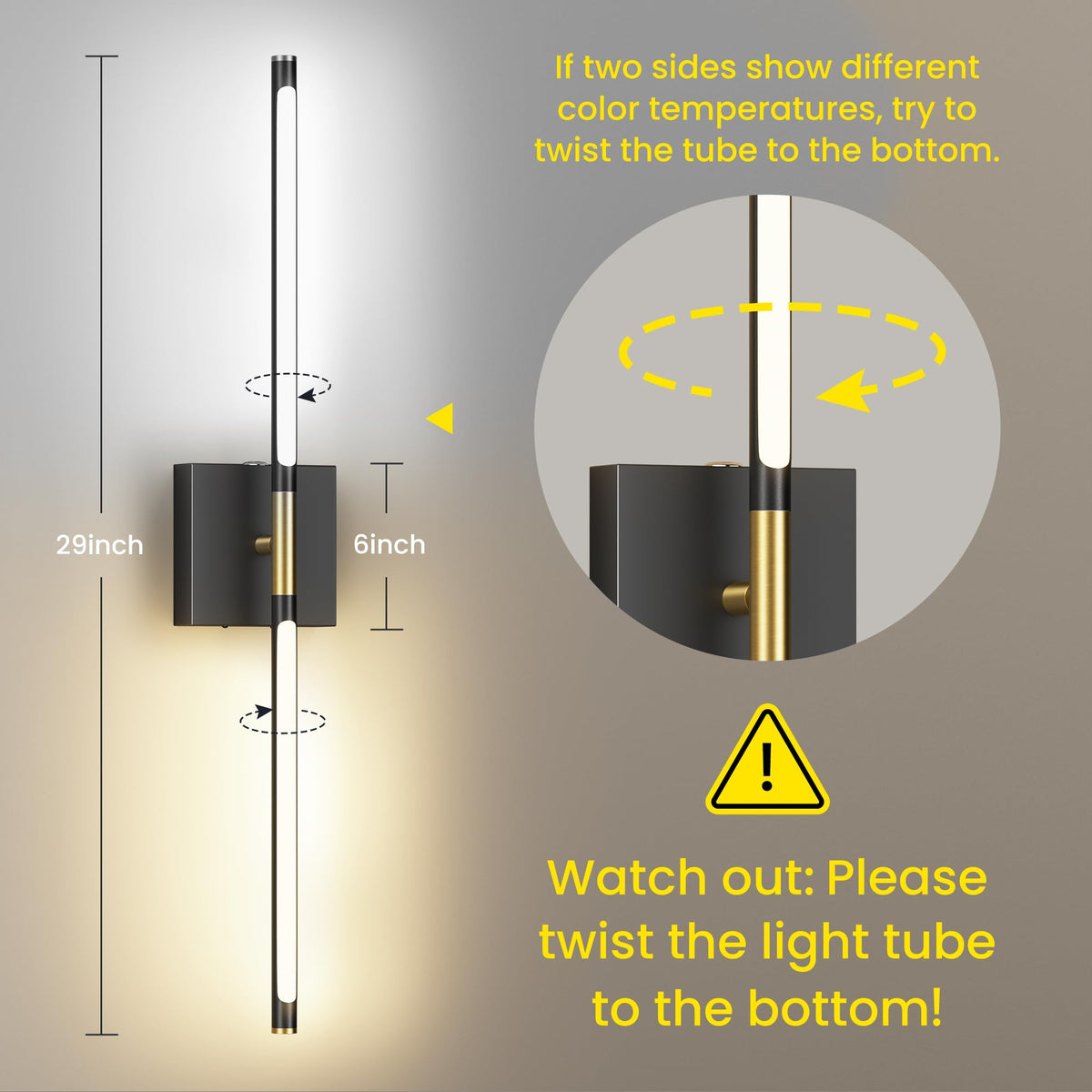 10000mAh Battery Operated Wall Sconces Set of 2 Black Gold - SyncGlow Official Imagery - 4