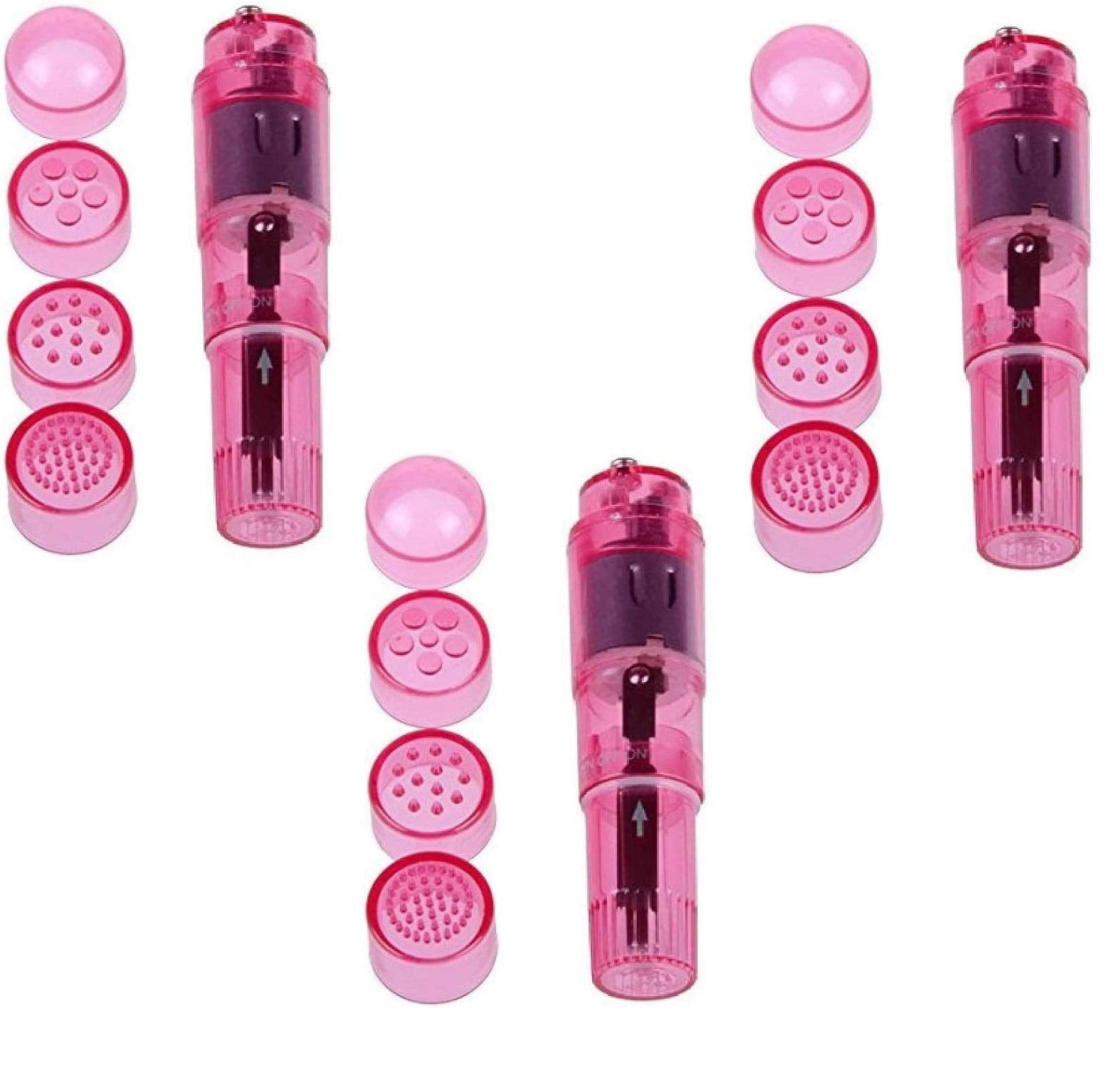 Small Mini Vibrating Massager Handheld Portable Tool for Women with 4 Heads Pocket Pen for Face Neck Head Back and Shoulder Pink Purple and Blue - Finever Official Product View 9