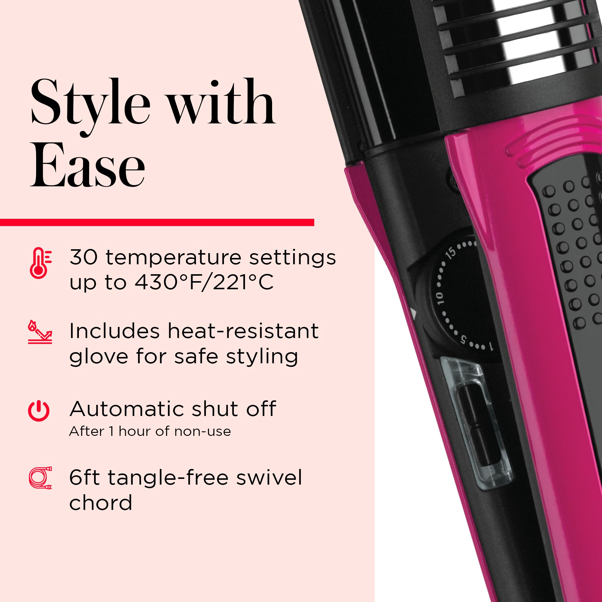 REVLON Perfect Match Flat Iron, 1" Ceramic Plates