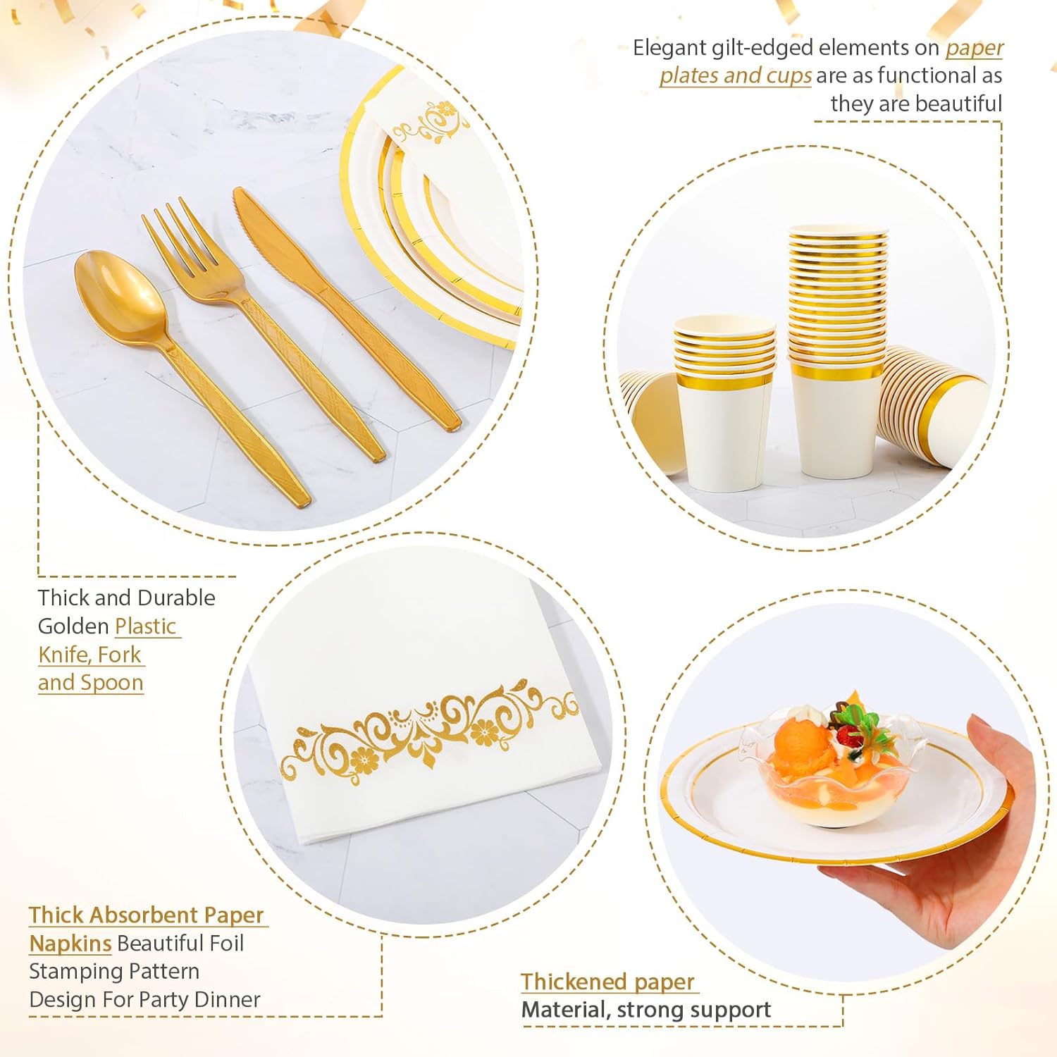 Didaey disposable dinnerware set with 200 paper plates for 100 guests, ideal for parties and events