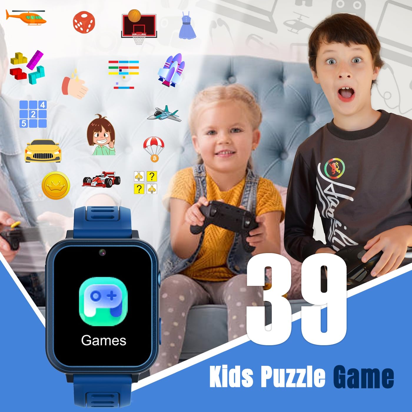 Tixpc Smart Watch for Kids with 39 Puzzle Games HD Touch Screen Camera - View 5
