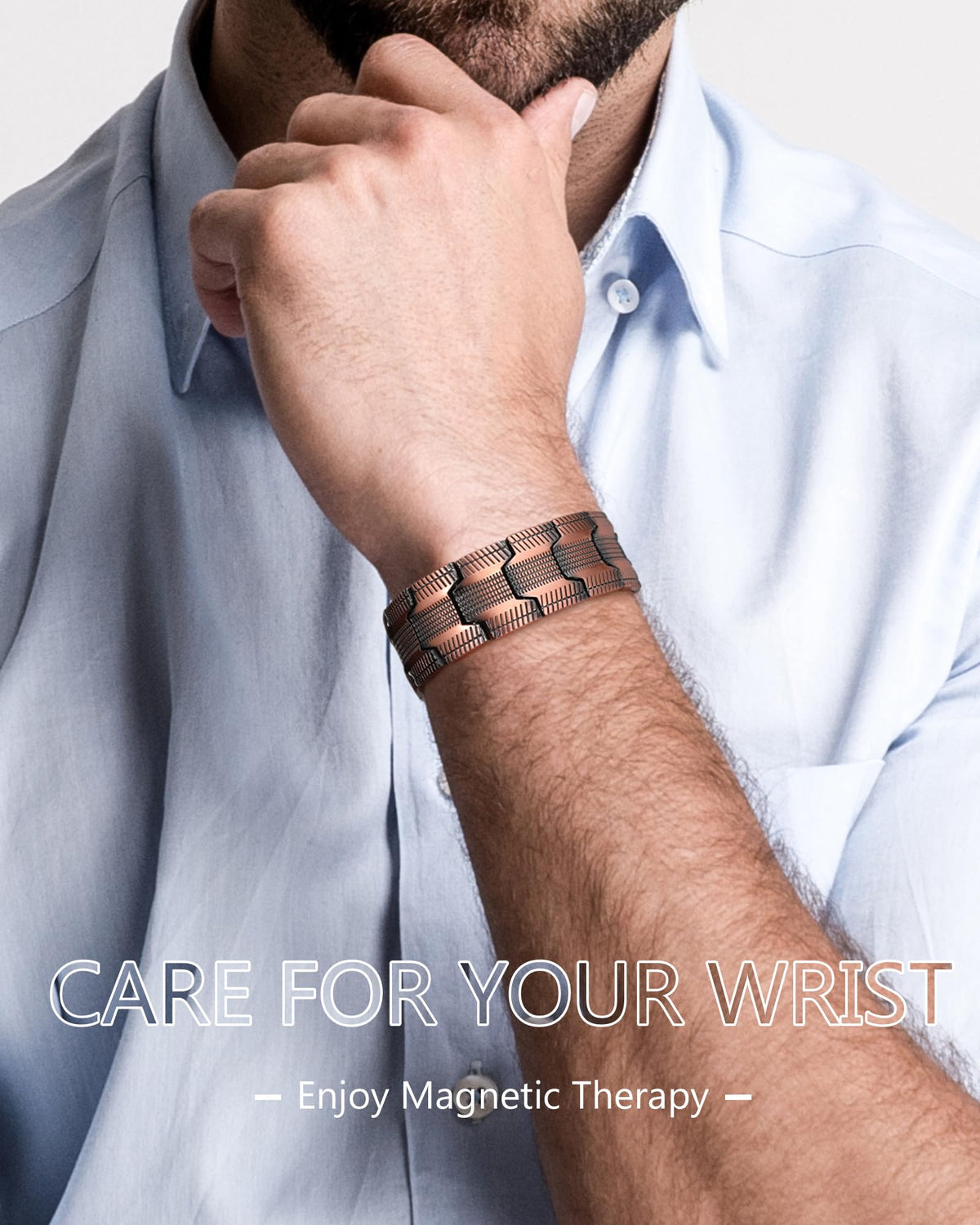 Feraco Copper Magnetic Bracelets for Men Pure Copper Jewelry - Feraco Official Imagery - 3