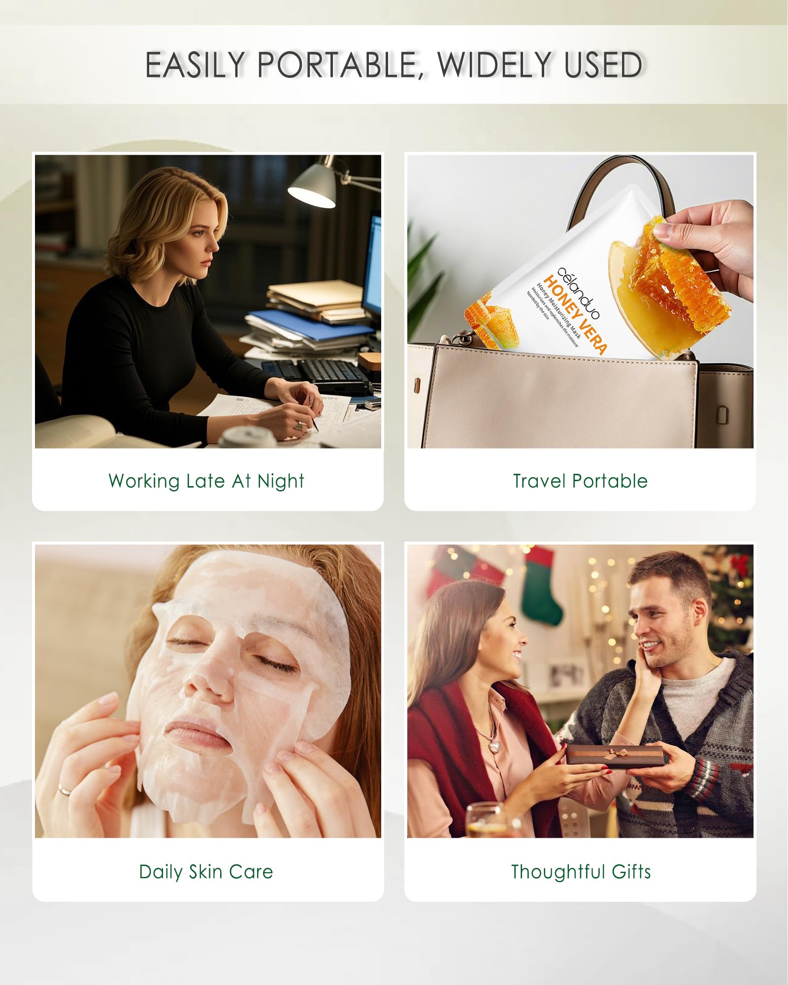 Sheet Facial Mask Set, 5 Packs Honey Anti-Aging Hydrating - LYSdefeu