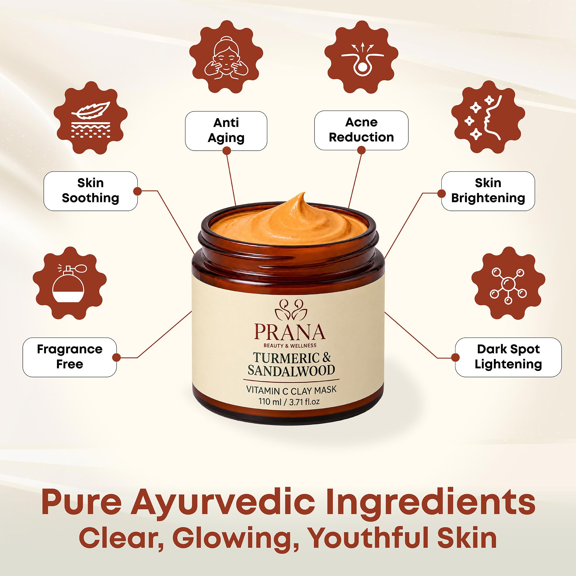 PRANA Beauty Turmeric &amp; Sandalwood Face Mask 110ml - PRANA BEAUTY &amp; WELLNESS