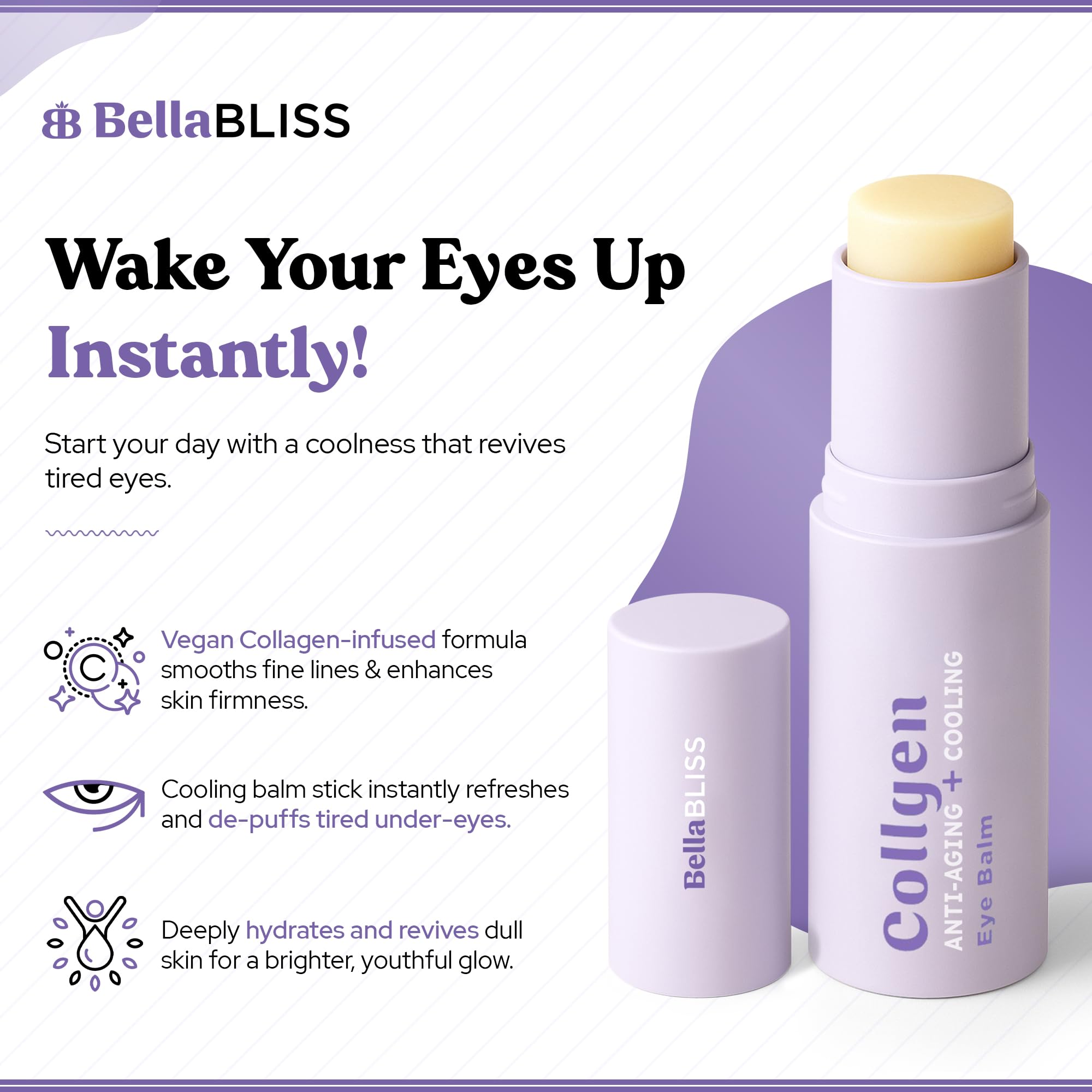 Bella Bliss Collagen Eye Balm Stick for Dark Circles, Puffiness & Wrin - View 3