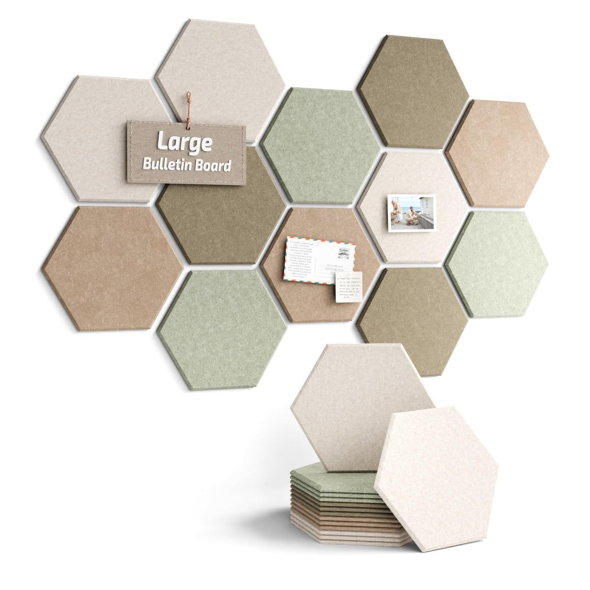 12 Pack Hexagon Felt Bulletin Board Tiles Linen Dusk 1 - Fluxynara Official Imagery - 1