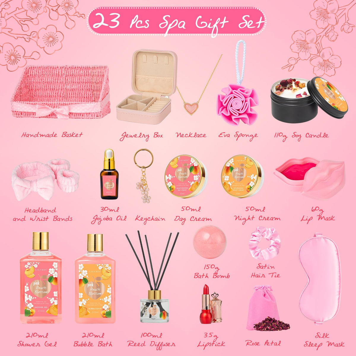 23Pcs Spa Gifts Skin Care Kit Set Luxurious Spa Gift Baskets - LILY ROY Official Imagery - 4