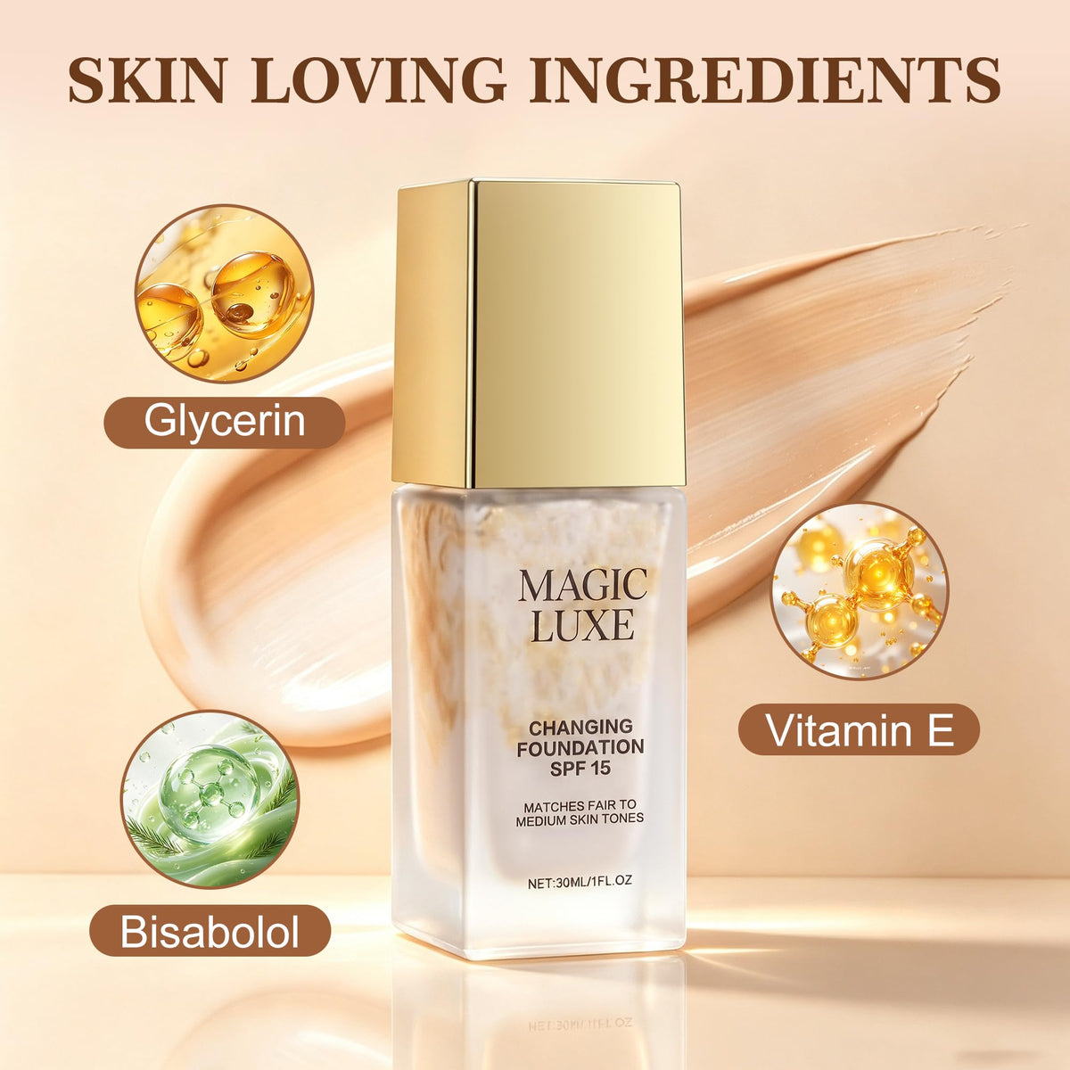 Color Changing Foundation for Mature Skin Color Shade - MAGIC LUXE OIL Official Imagery - 6
