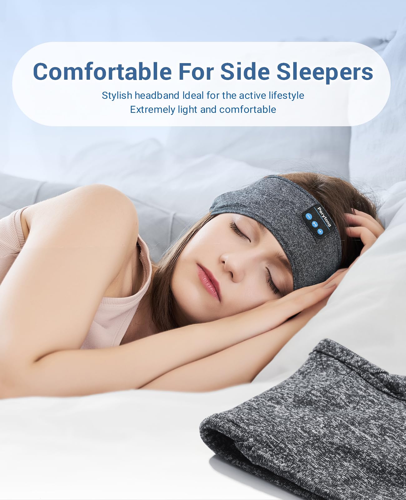 Perytong Sleep Headphones Wireless, Bluetooth Sports Headband Hea by Perytong - Angle View 6