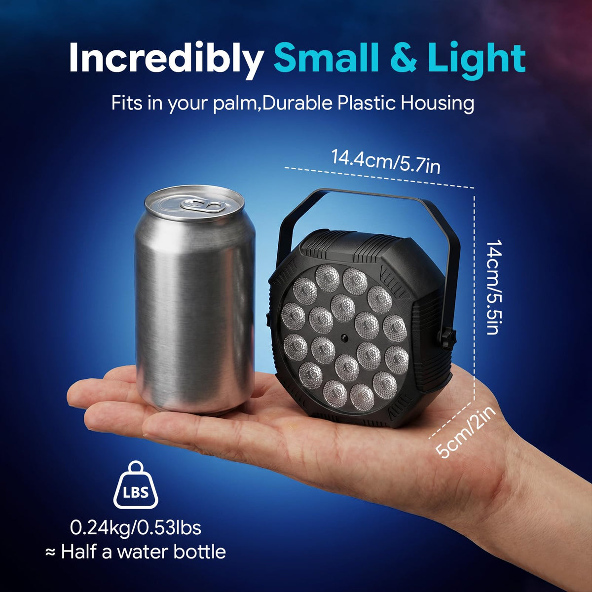 Mini Rechargeable Par Uplights USB C Battery Powered 18 LED - ZonQoonz Official Imagery - 7