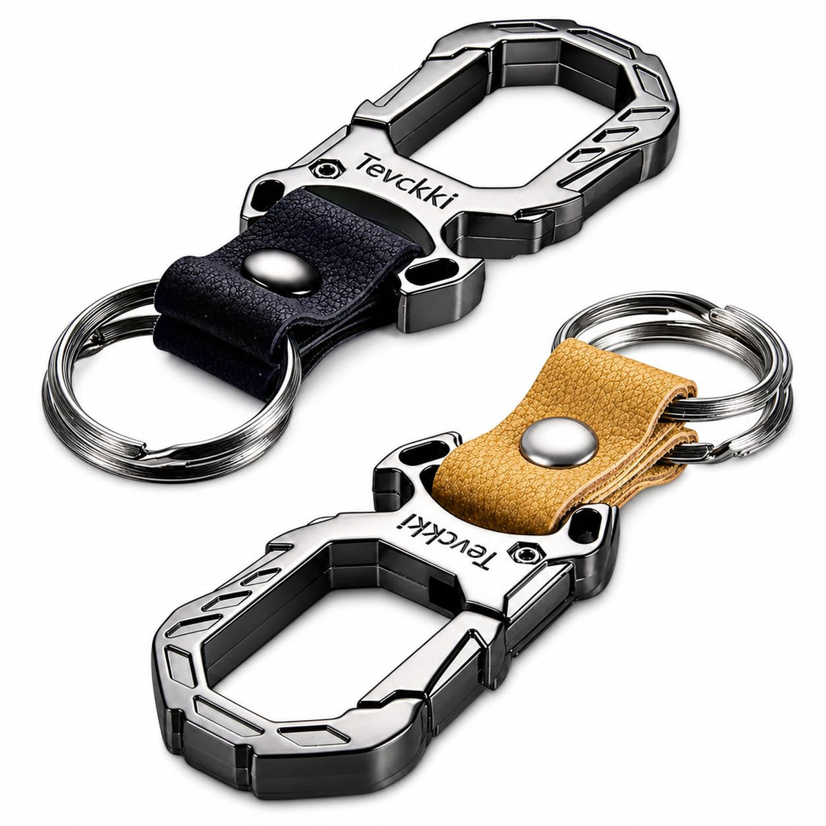 Tactical leather keychains Carabiner Car Key Chains Bottle - Tevckki Official Imagery - 1