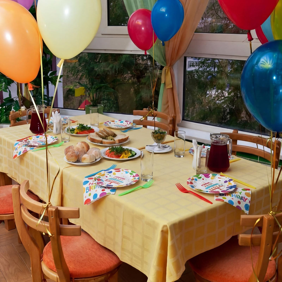 200 Pcs Happy Birthday Colorful Polka Dot Party Paper Plates - Ziliny Official Imagery - 6
