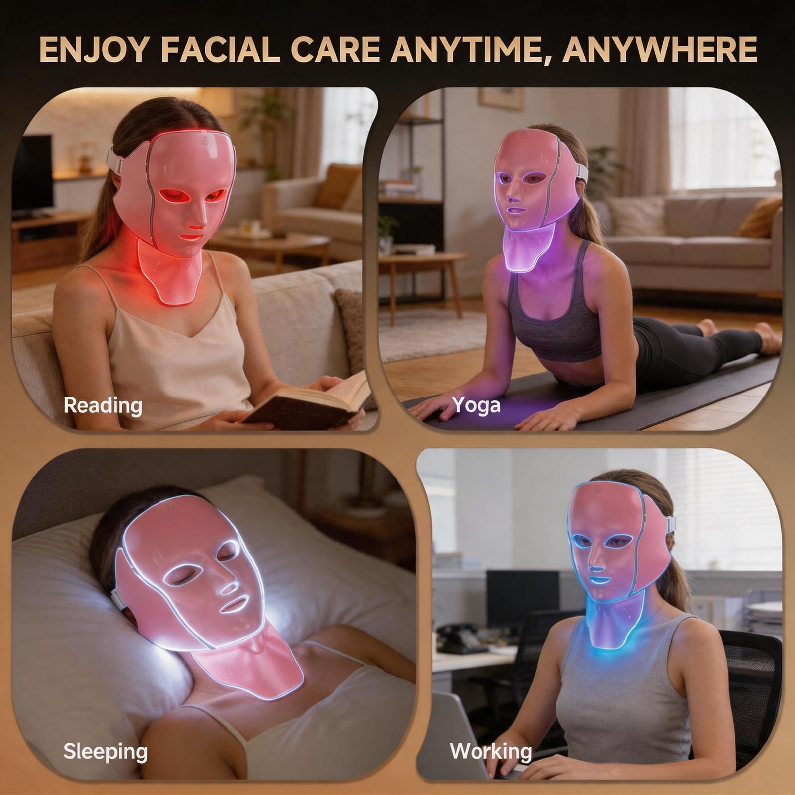 3D Red Light Therapy LED Face & Neck Mask by AIHEU