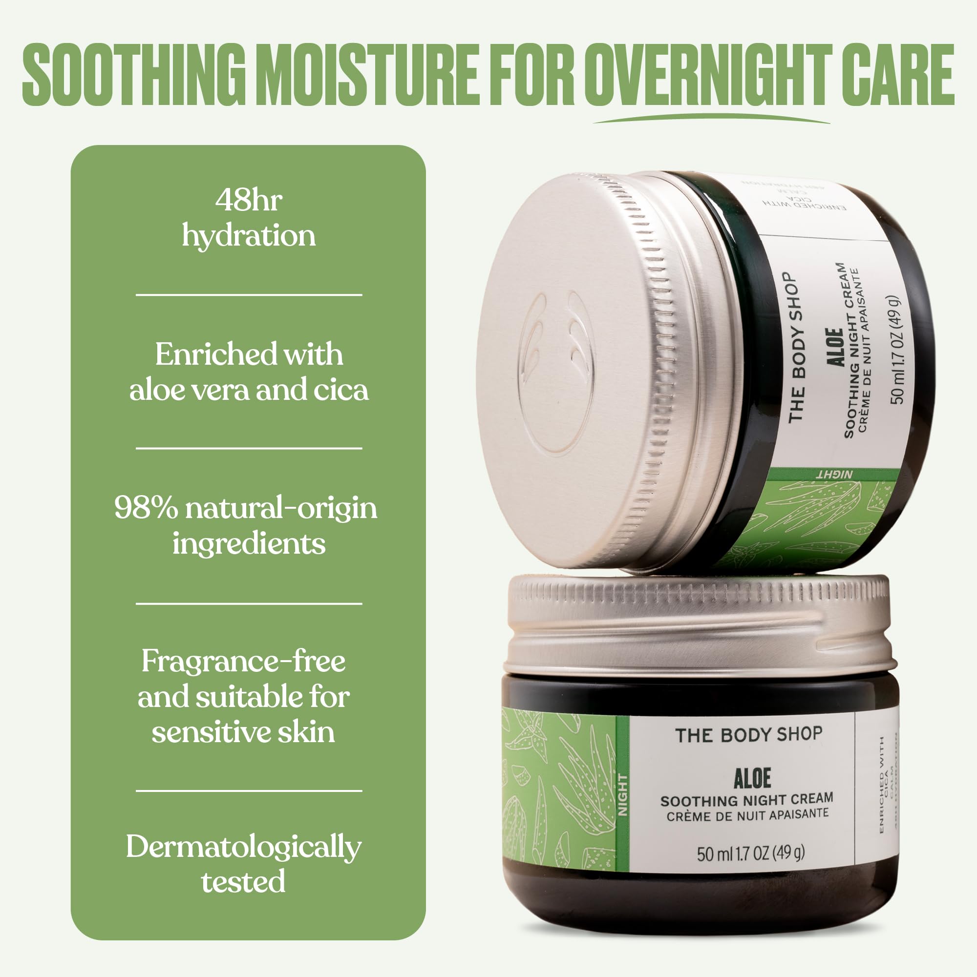 The Body Shop Aloe Vera Night Cream, For Sensitive Skin, Vegan, 50ml