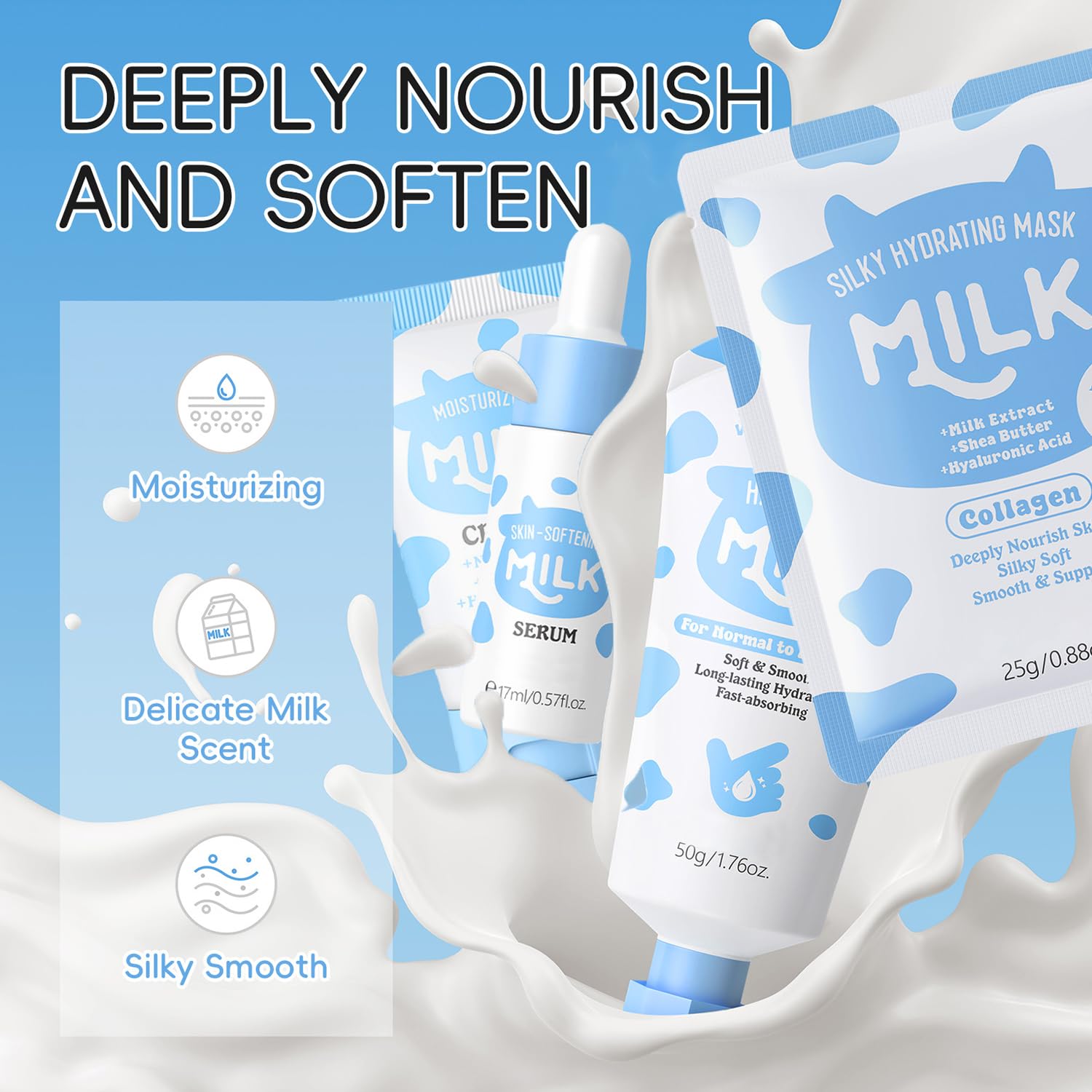 Milk Skin Care Set for Kids, 12 IN 1 Moisturizing &amp; Gentle - BliBling