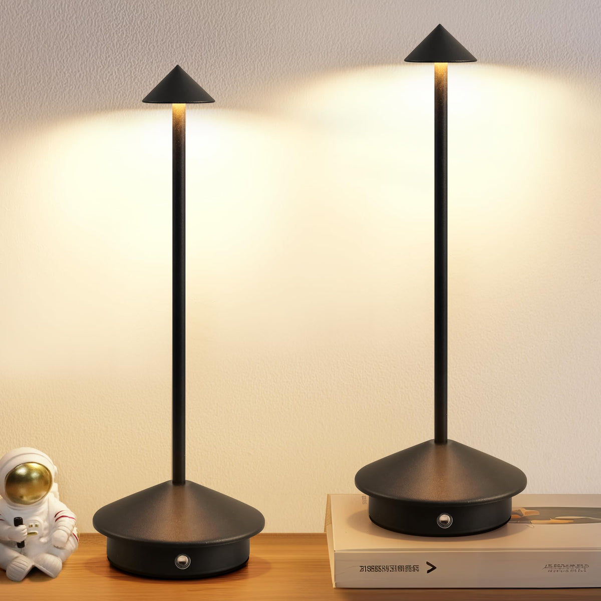 Modern Cordless Table Lamp Set of 2 Black Portable LED Desk - NEWSEE Official Imagery - 2
