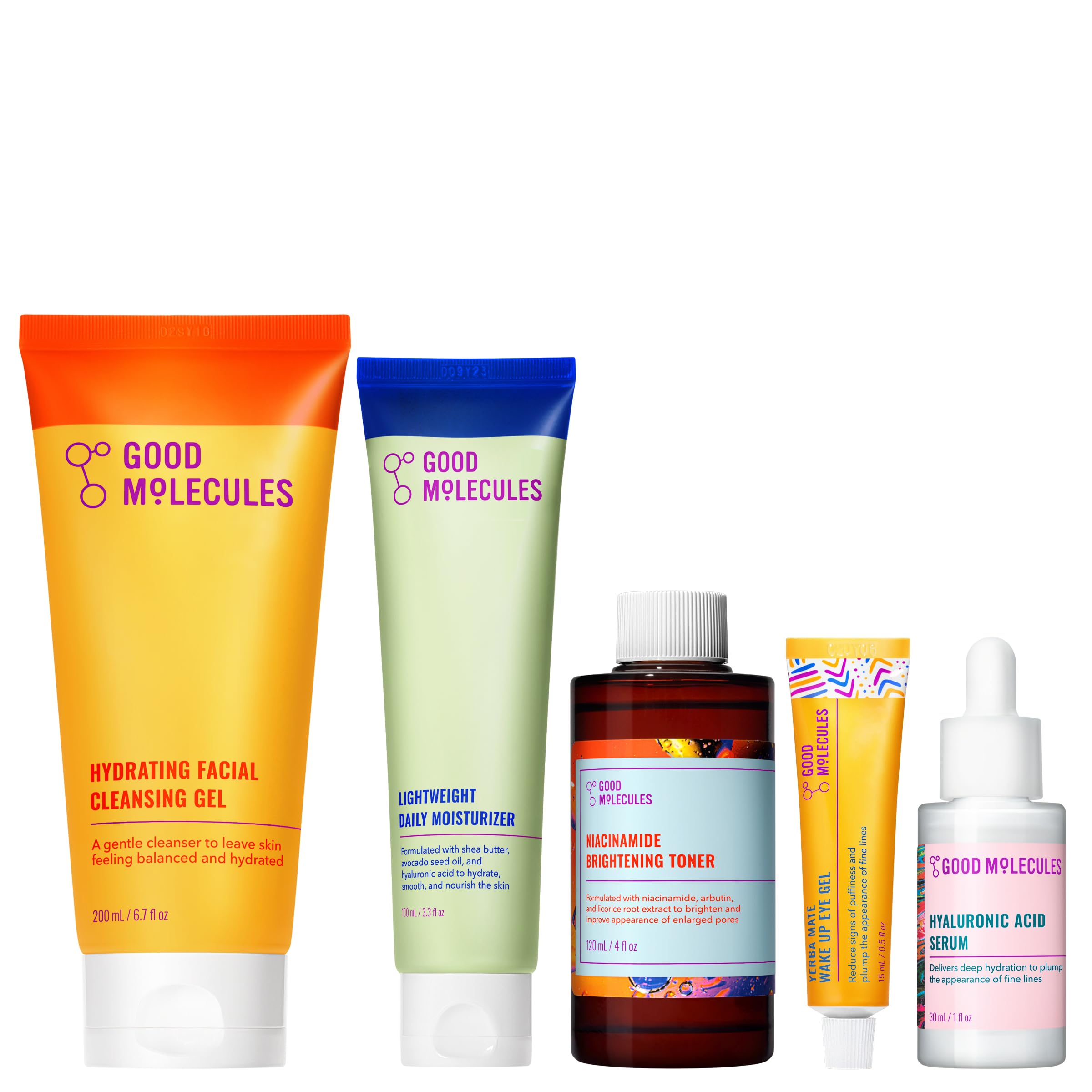 Good Molecules Daily Skincare Routine Set with Hydrating Facial - Product Imagery