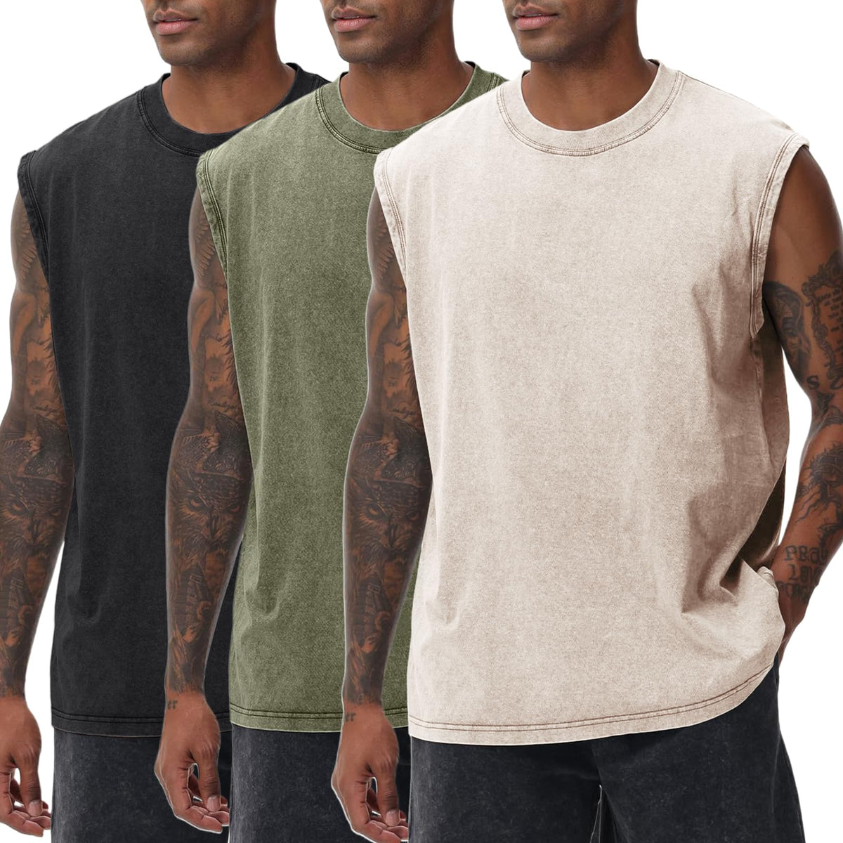 Arssm Sleeveless Shirts for Men Tank Tops Cotton Acid Wash - Arssm Official Imagery - 1
