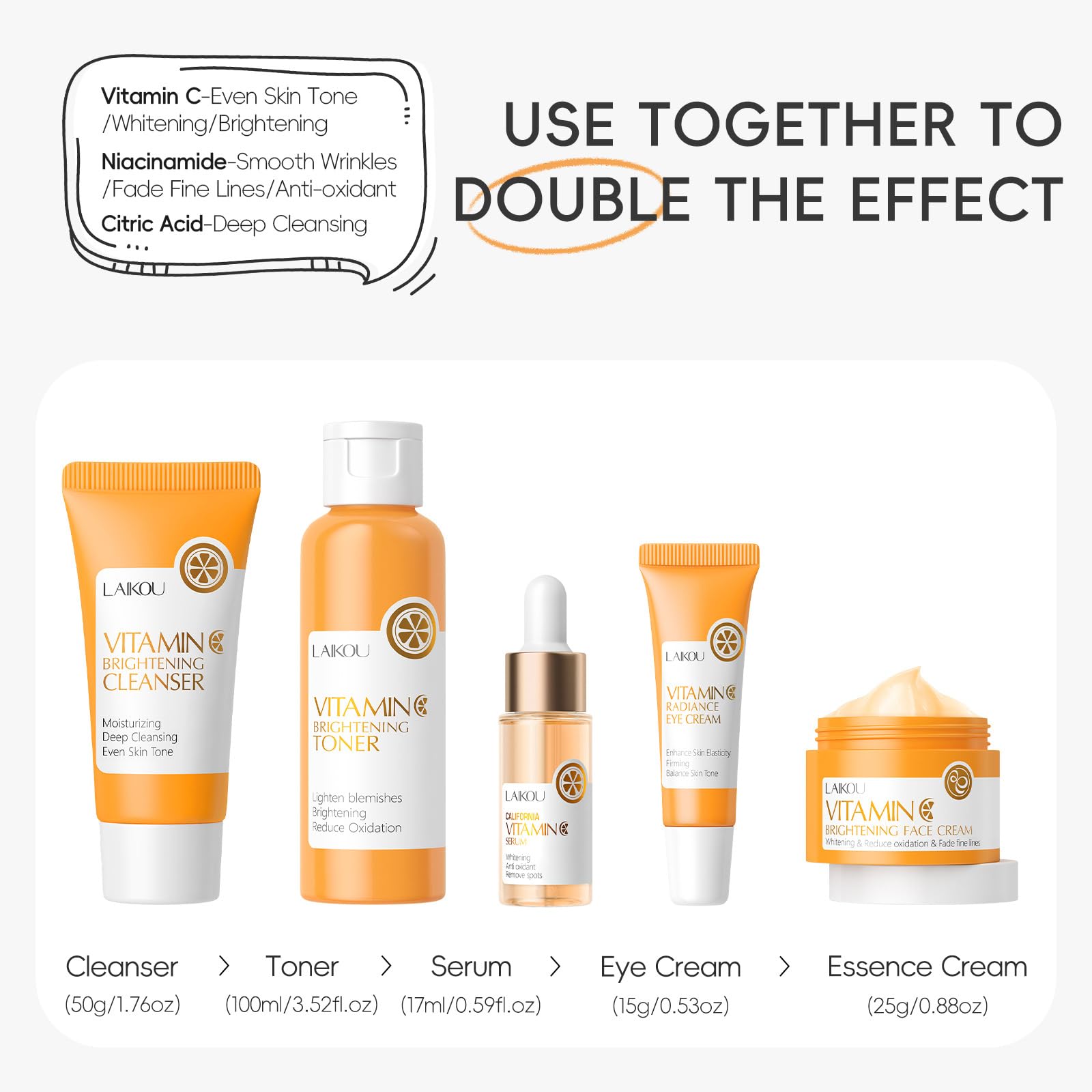 Vitamin C Skincare Set,Face Skin Care Set for Women,Vitamin C - Charm Kiss
