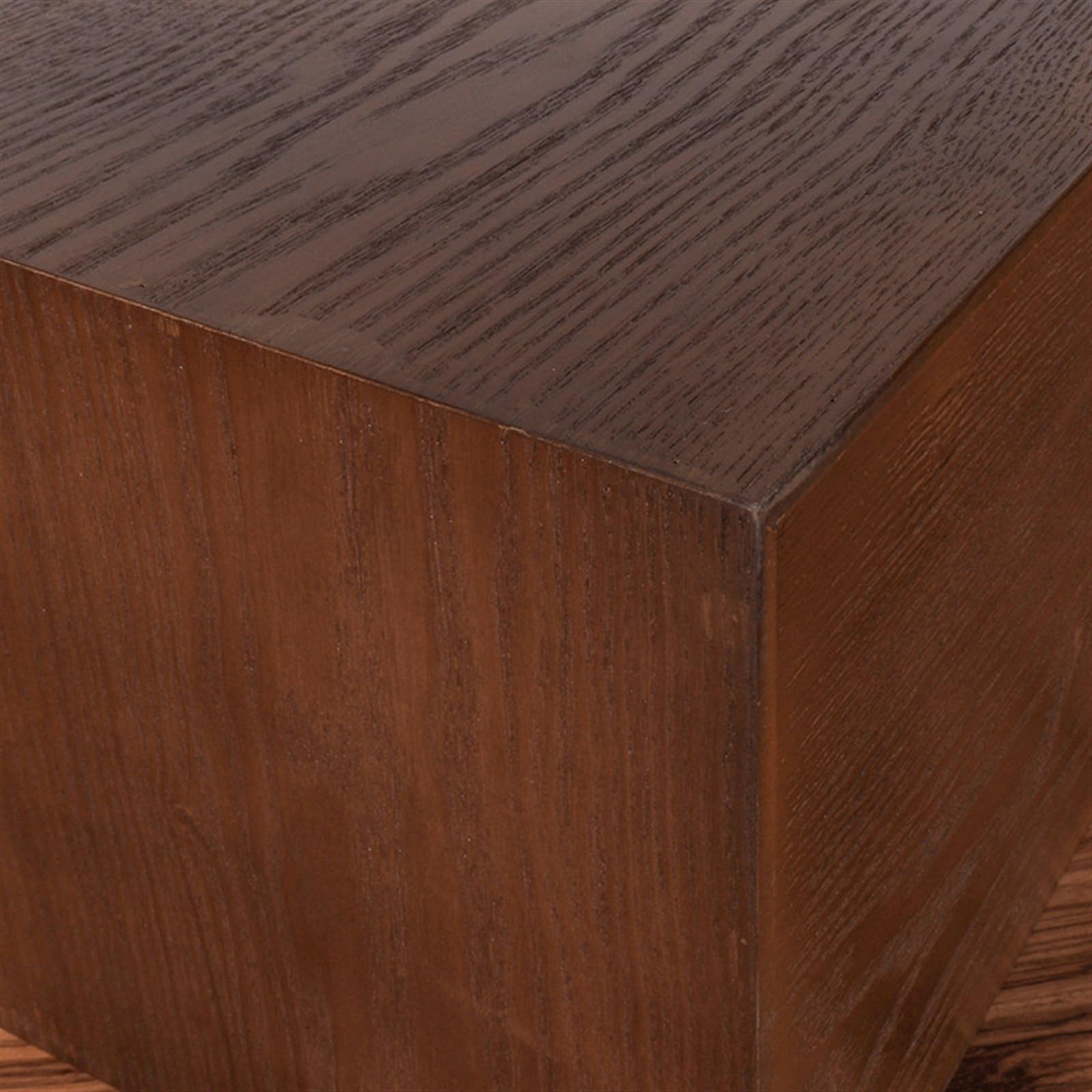 Oak vinyl record storage rack by LICONG-2019 with removable partition, holds up to 40 records, tabletop CD and album holder.