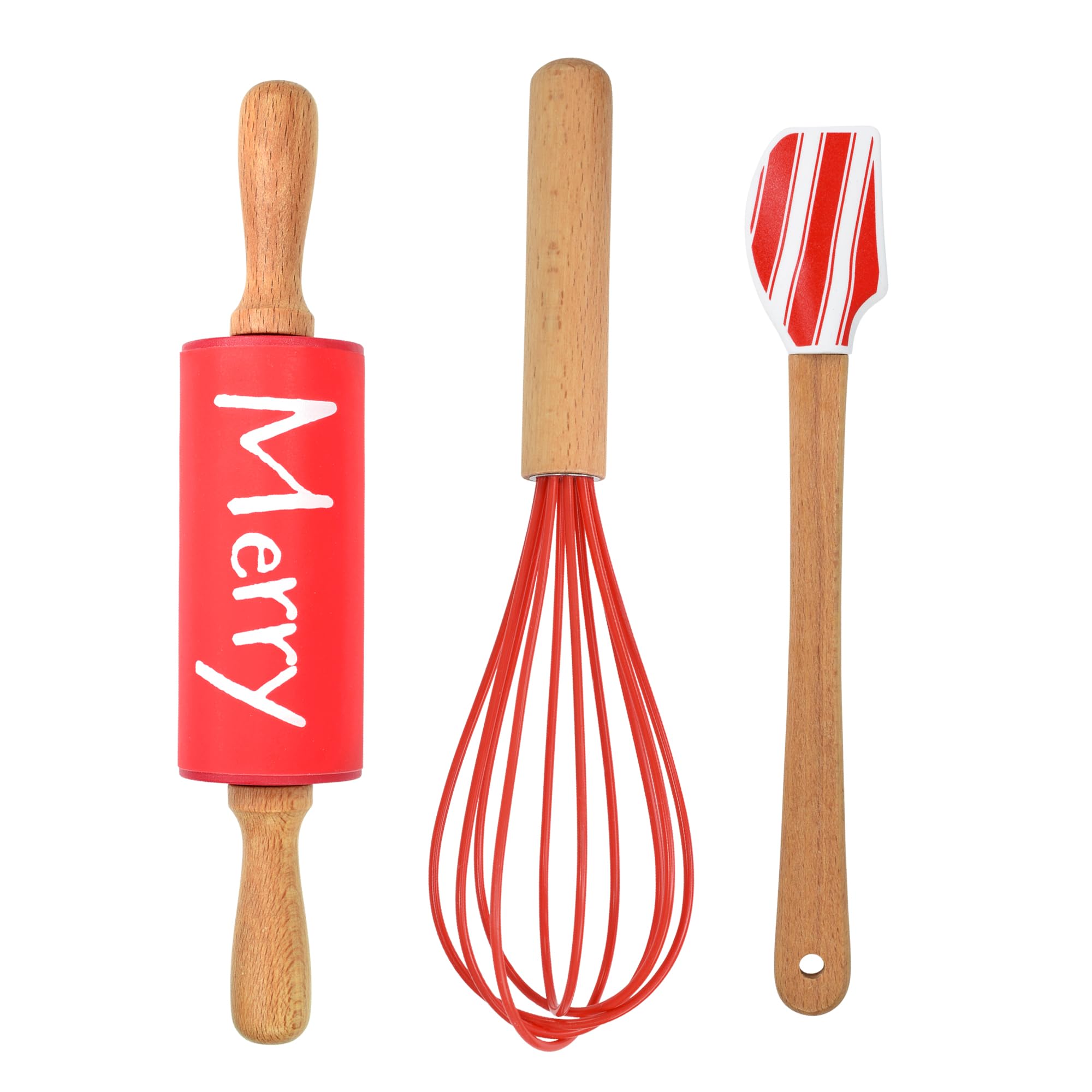 R&M Christmas Holiday 3 Piece Mini Bake Set – Spatula, Whisk & Rolling - View 3