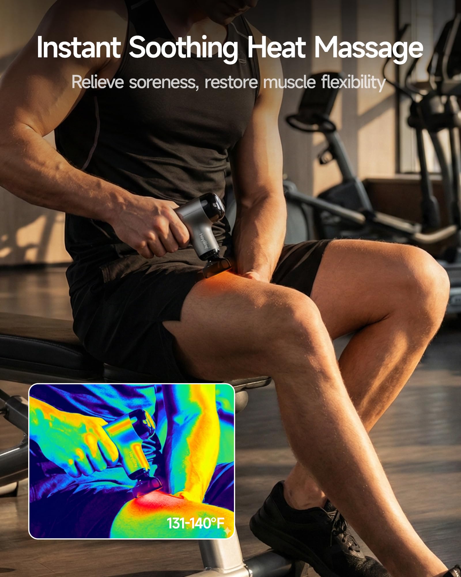 HEYCHY Mini Massage Gun Deep Tissue with Heat, FSA Eligible Massager Gun for Bac - HEYCHY Official Product View 3