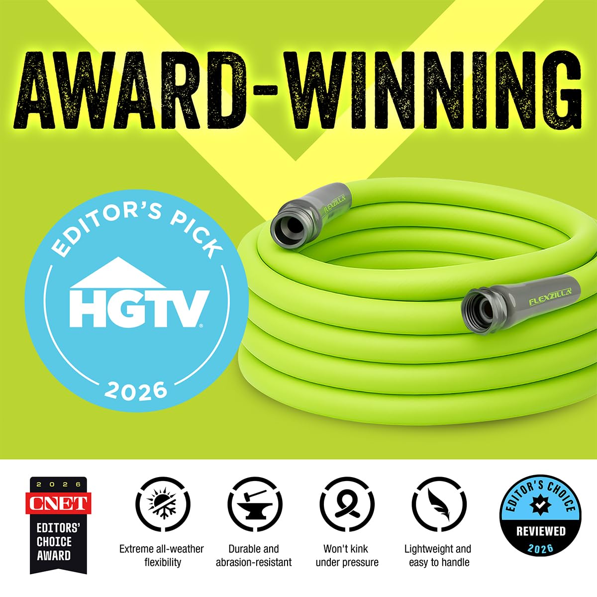 Flexzilla Garden Hose 5/8 in. x 100 ft., Lightweight All-Weather - Flexzilla Official Product View 3