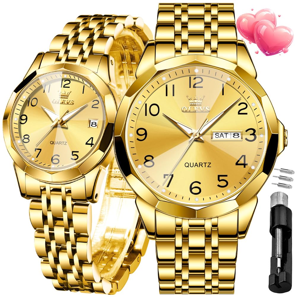 OLEVS Valentines Couple Watch Luxury Fashion His and Hers - Product Imagery