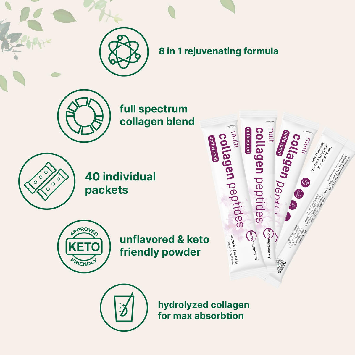 Micro Ingredients Multi Collagen Peptides Powder 40 Stick - Micro Ingredients Official Imagery - 5