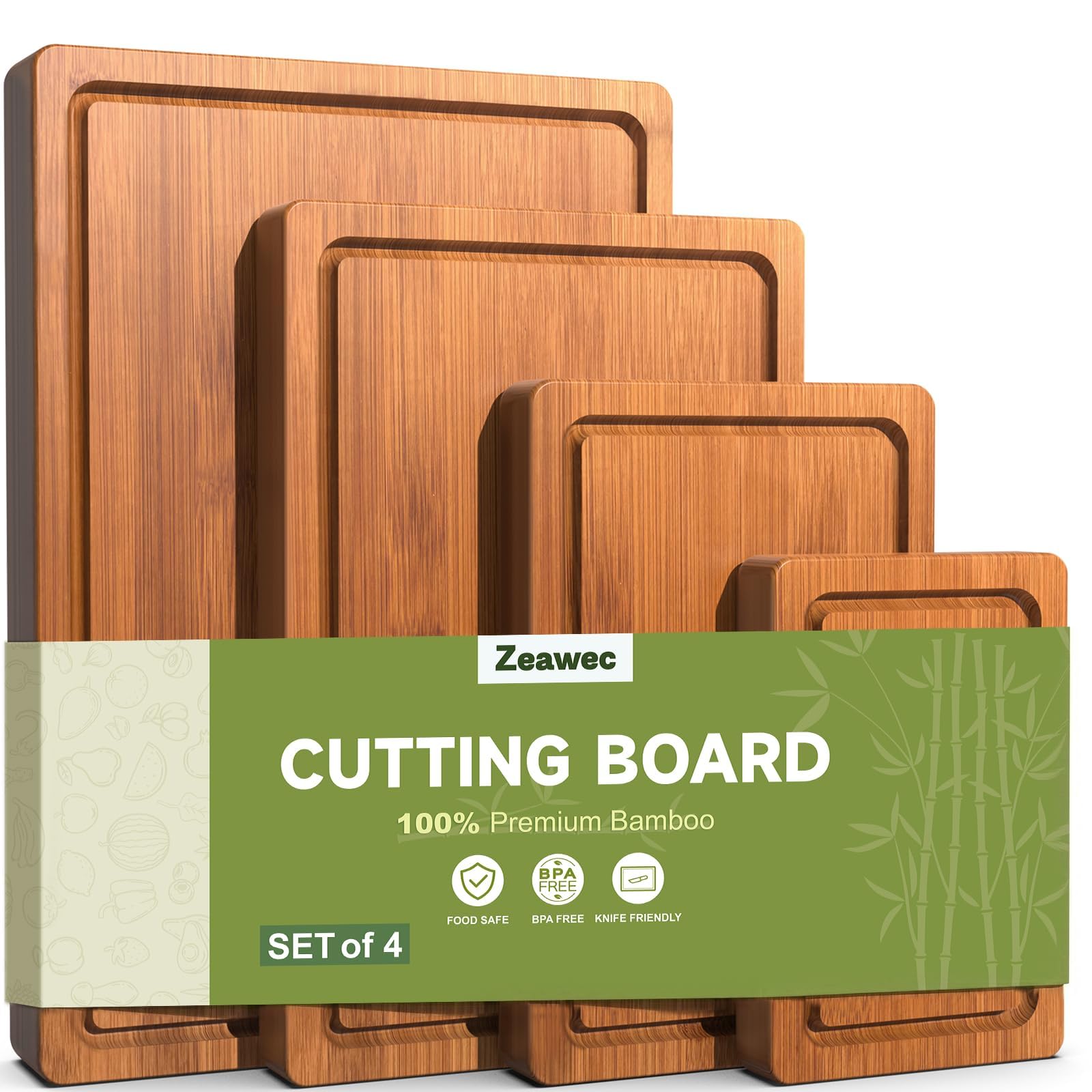 zeawec 3-Piece Set Deep-Carbonized Bamboo Cutting Board for Kitch - zeawec Official Product View 8