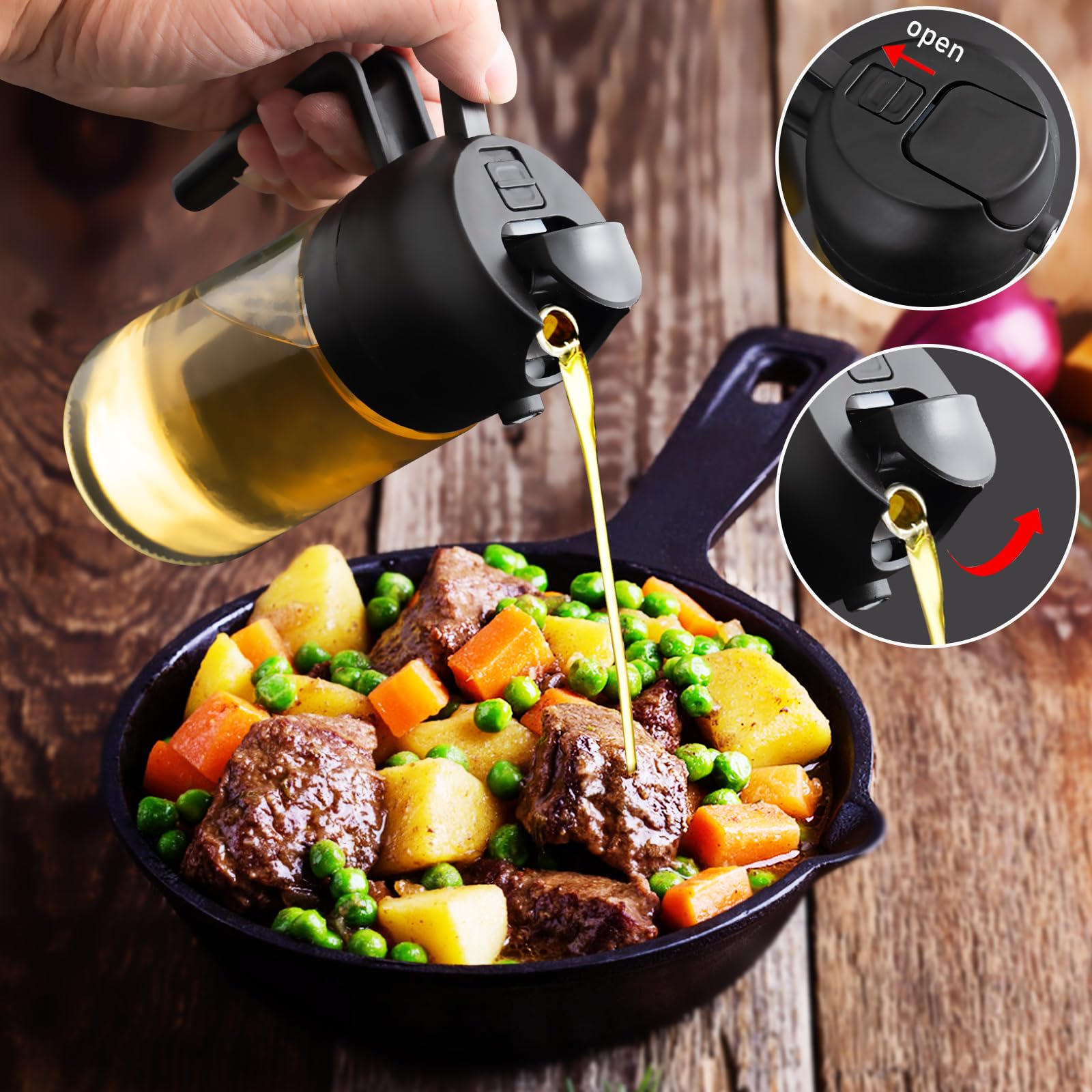mqnxoi 2 in 1 Glass Oil Sprayer & Dispenser,16oz/470ml Olive Cooking, - View 6