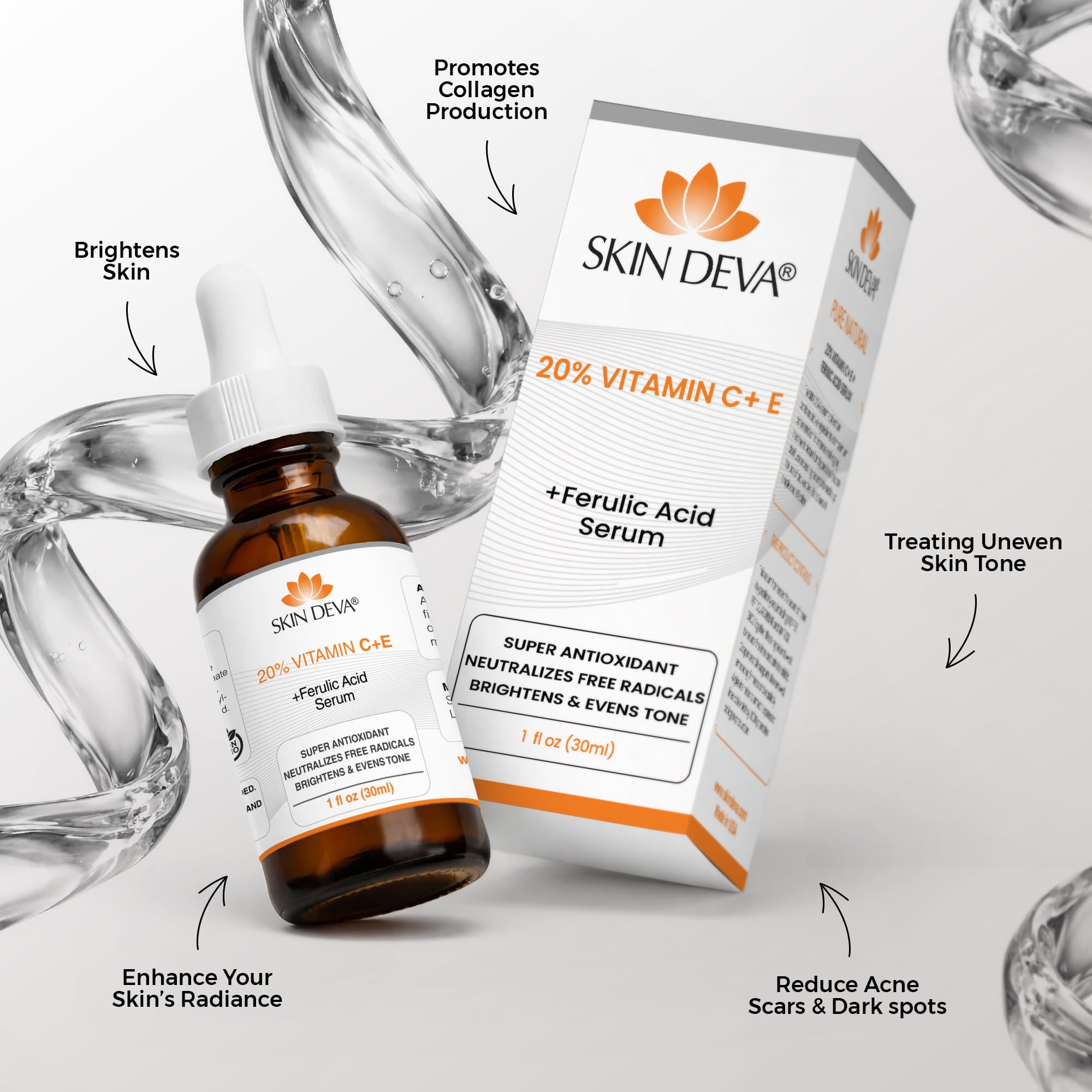 Skin Deva 20% Vitamin C Serum Anti Aging with Hyaluronic Acid & Vitamin E - SKIN DEVA Official Product View 3