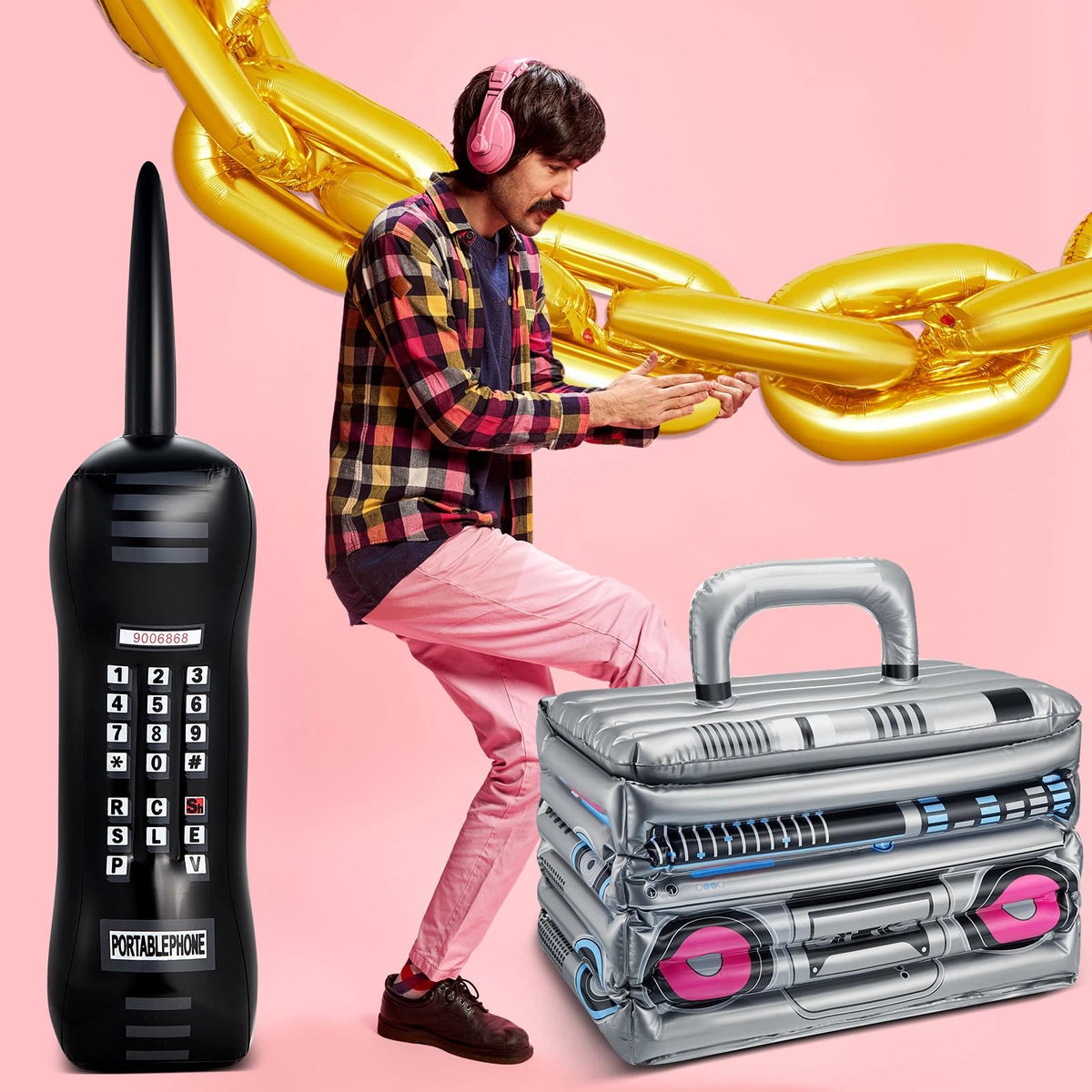 22 Pcs 80s 90s Party Decorations Inflatable Boom Box - Cunhill Official Imagery - 7