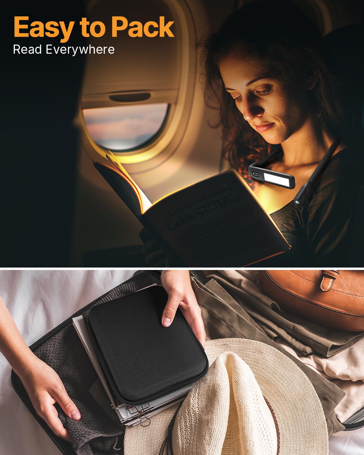 EastPin Upgraded Book Light with EVA Case, Neck Light with Power Displ - View 2