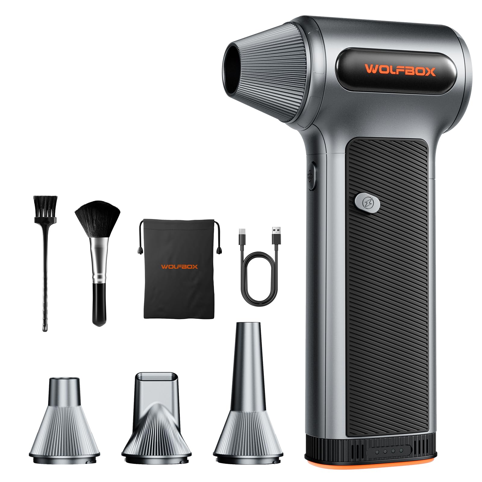 WOLFBOX MF200 Compressed Air Duster, Removable Battery, Car - Product Imagery