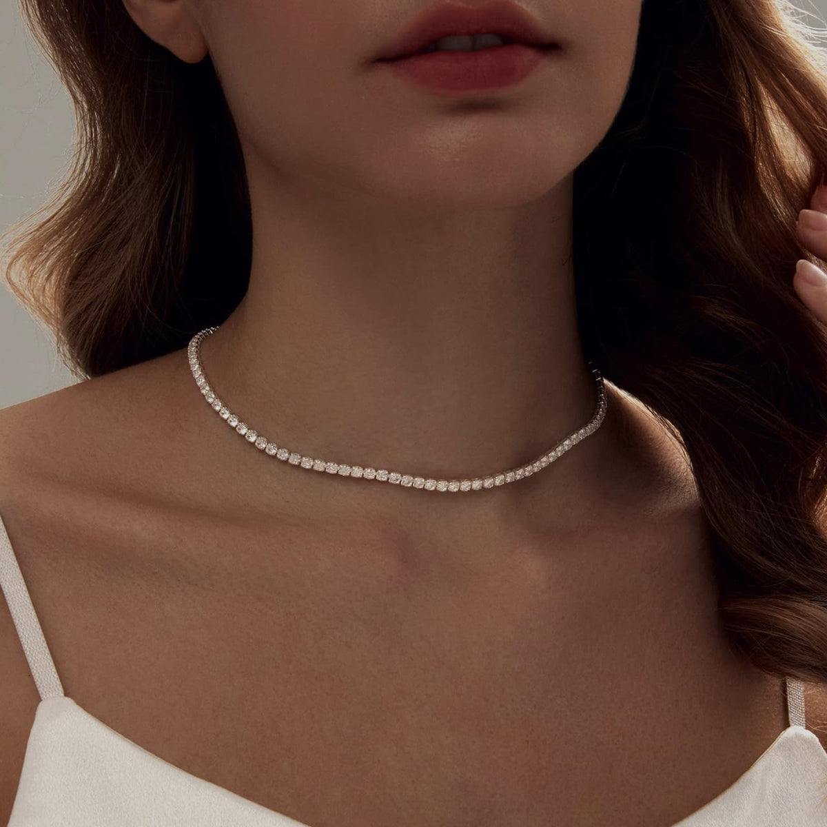 Tennis Necklace Bracelet for Women Dainty Sterling Sliver - LULII Official Imagery - 6