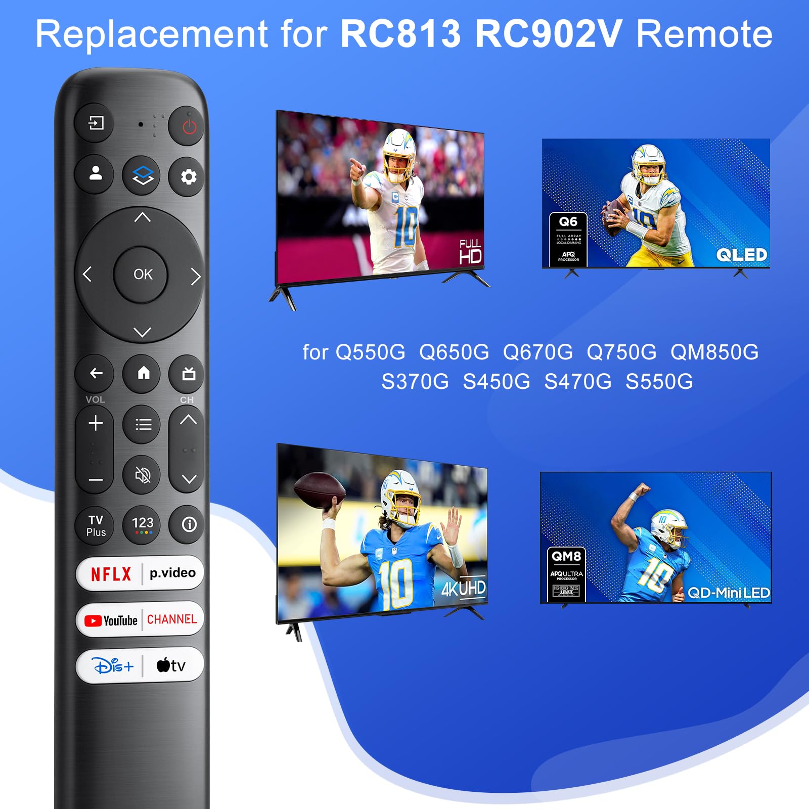Maxitoc Replacement Only for TCL Google TV Remote Control,RC813 C - Maxitoc Official Product View 3