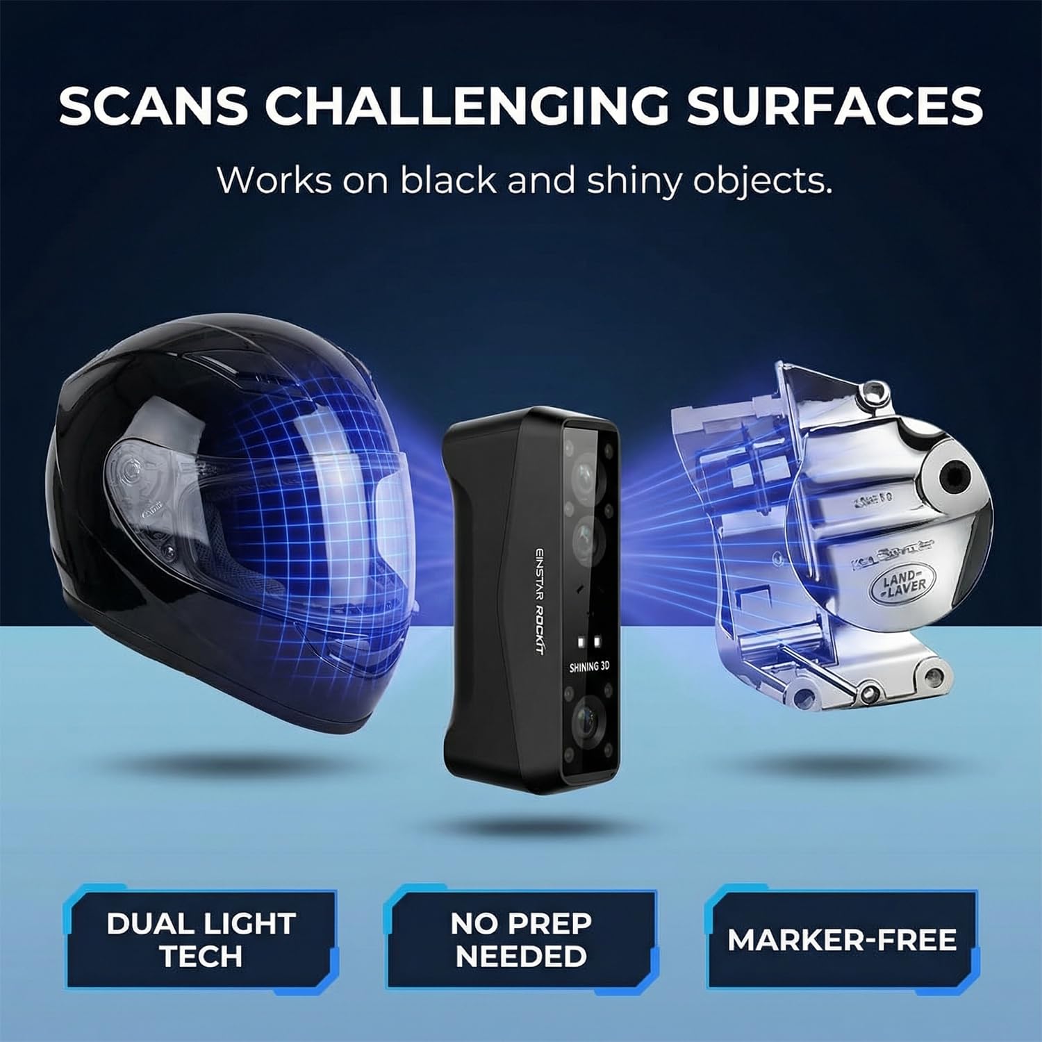 EinScan EINSTAR Rockit Wireless 3D Scanner, Dual Light, 38 Blue Lasers, HD - EinScan Official Product View 3