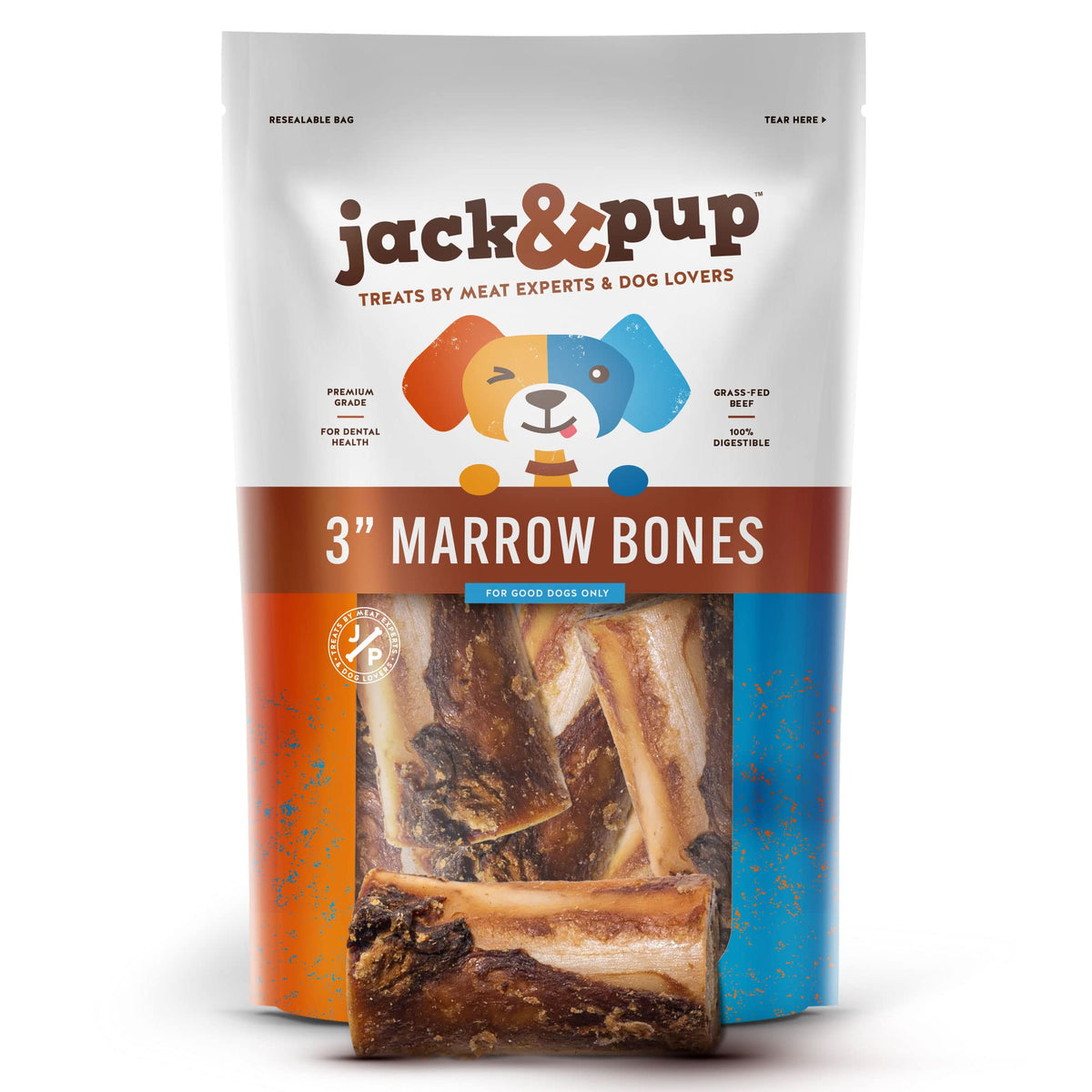Jack Pup Marrow Bones for Large Dogs 6 Inch Natural Beef - Jack&Pup Official Imagery - 1