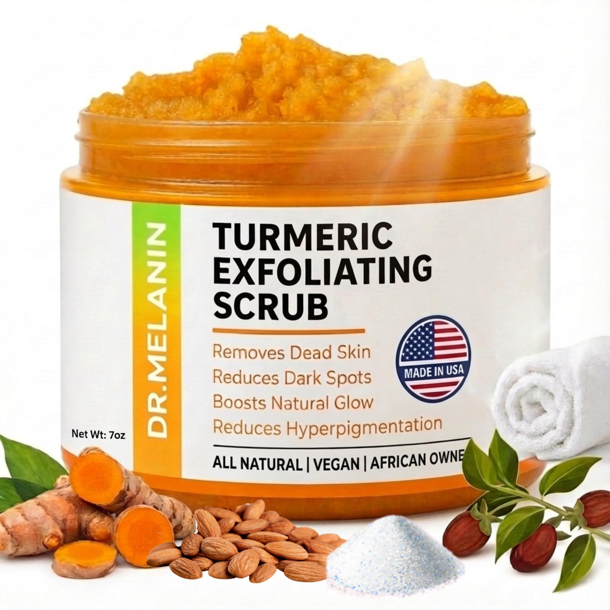 Turmeric Exfoliating Body Scrub for Uneven Skin Tone – Sea Salt - Product Imagery