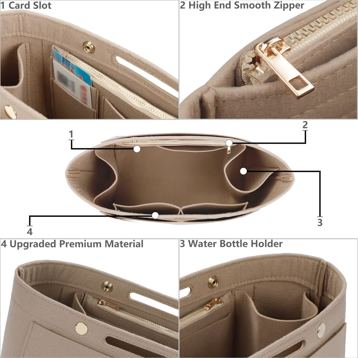Purse Organizer Insert For Handbags Felt Tote Bag Organizer - ETTP Official Imagery - 7
