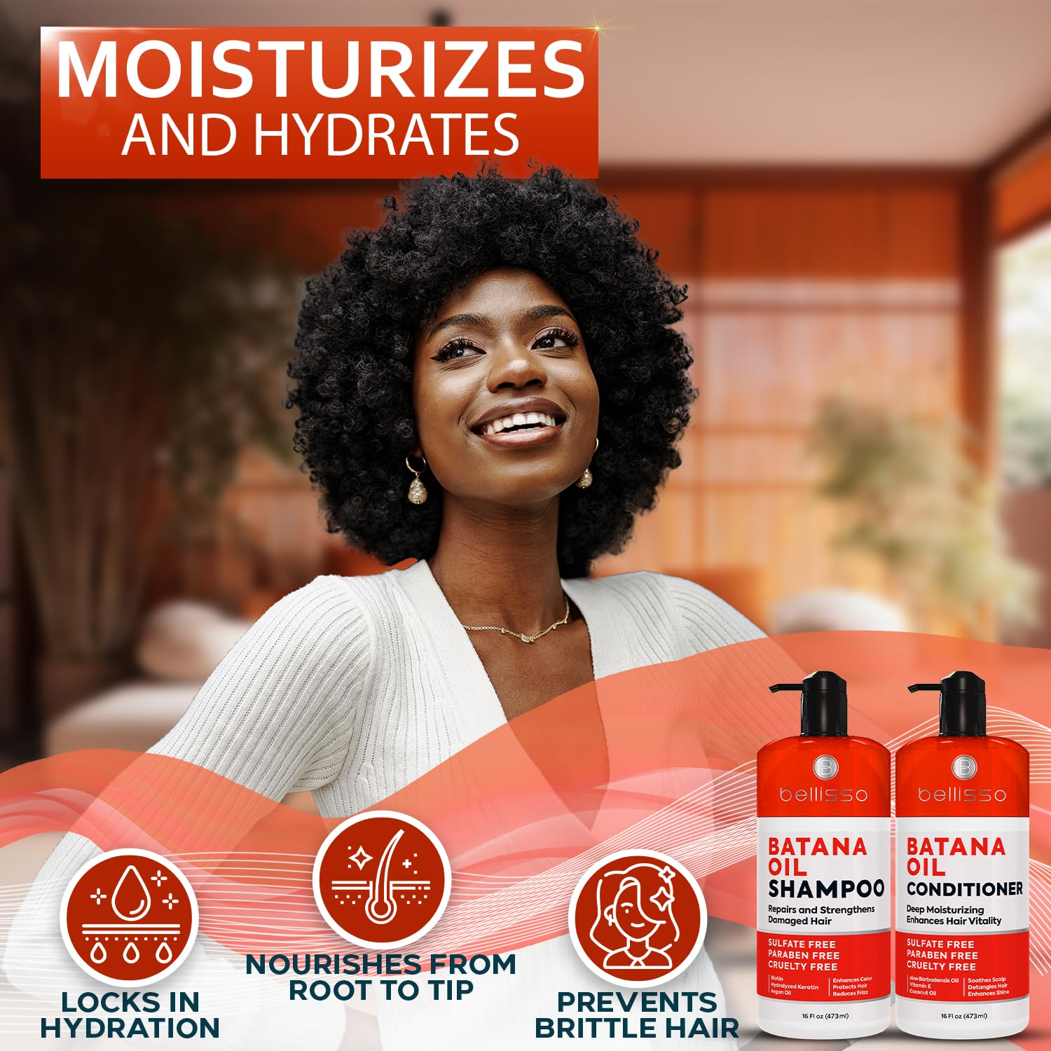 BELLISSO Batana Oil Shampoo and Conditioner Set - Thickening Hair Products and - BELLISSO Official Product View 8