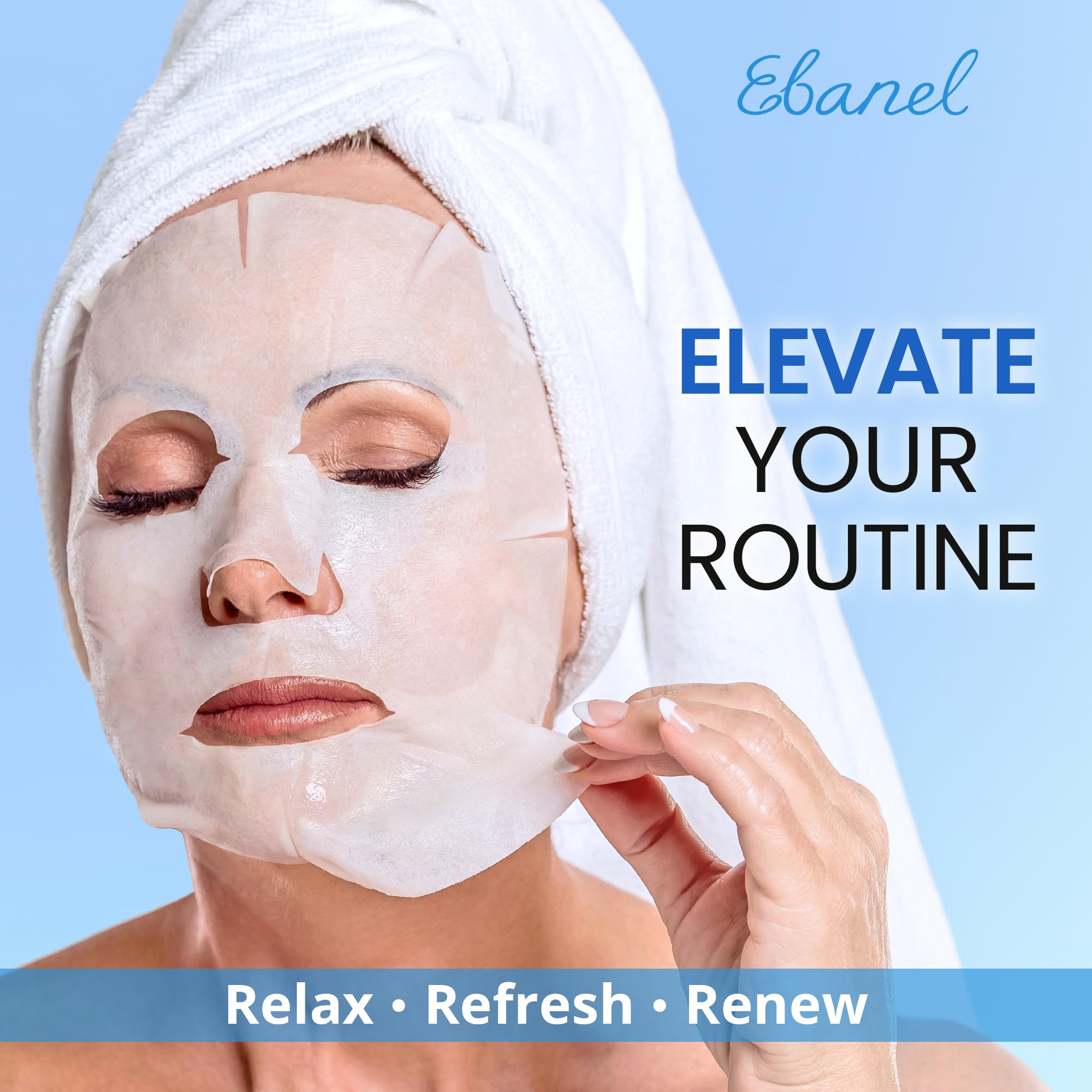 Ebanel 10-Pack Collagen Face Mask with Hyaluronic Acid, Vitamin - Ebanel